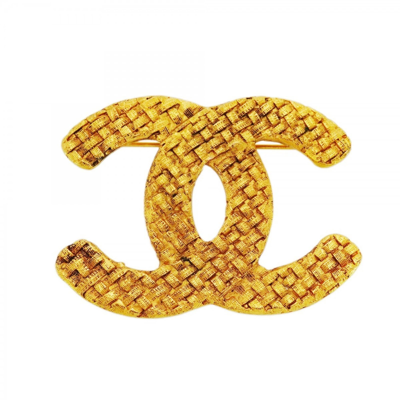 Gold Plating Brooch Chanel: Gold Plating Brooch Chanel Gold Plating Brooch Chanel - A Timeless Accessory with Distressed Charm. This gold-plated brooch features a classic design, bearing the iconic Chanel brand, and measures