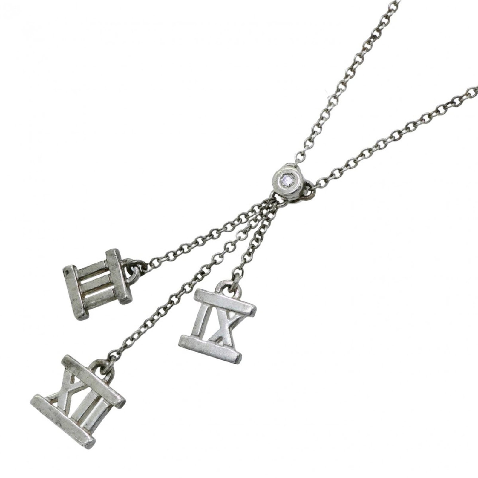 Tiffany & Co. Atlas Necklace 3 Symbols 1 Diamond Sterling Silver 925 Ladies' (1 of 7)