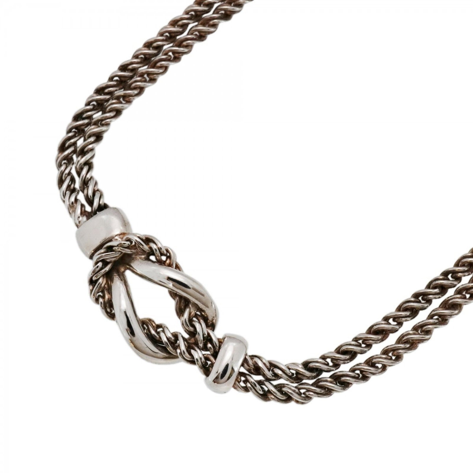 Tiffany & Co. Double Rope Center Knot Necklace Sterling Silver 925 Women'S: Tiffany & Co. Double Rope Center Knot Necklace Sterling Silver 925 Women'S Sterling silver necklace with Tiffany & Co. Double Rope Center Knot pendant, featuring a 12.2mm x 27.9mm center knot design.