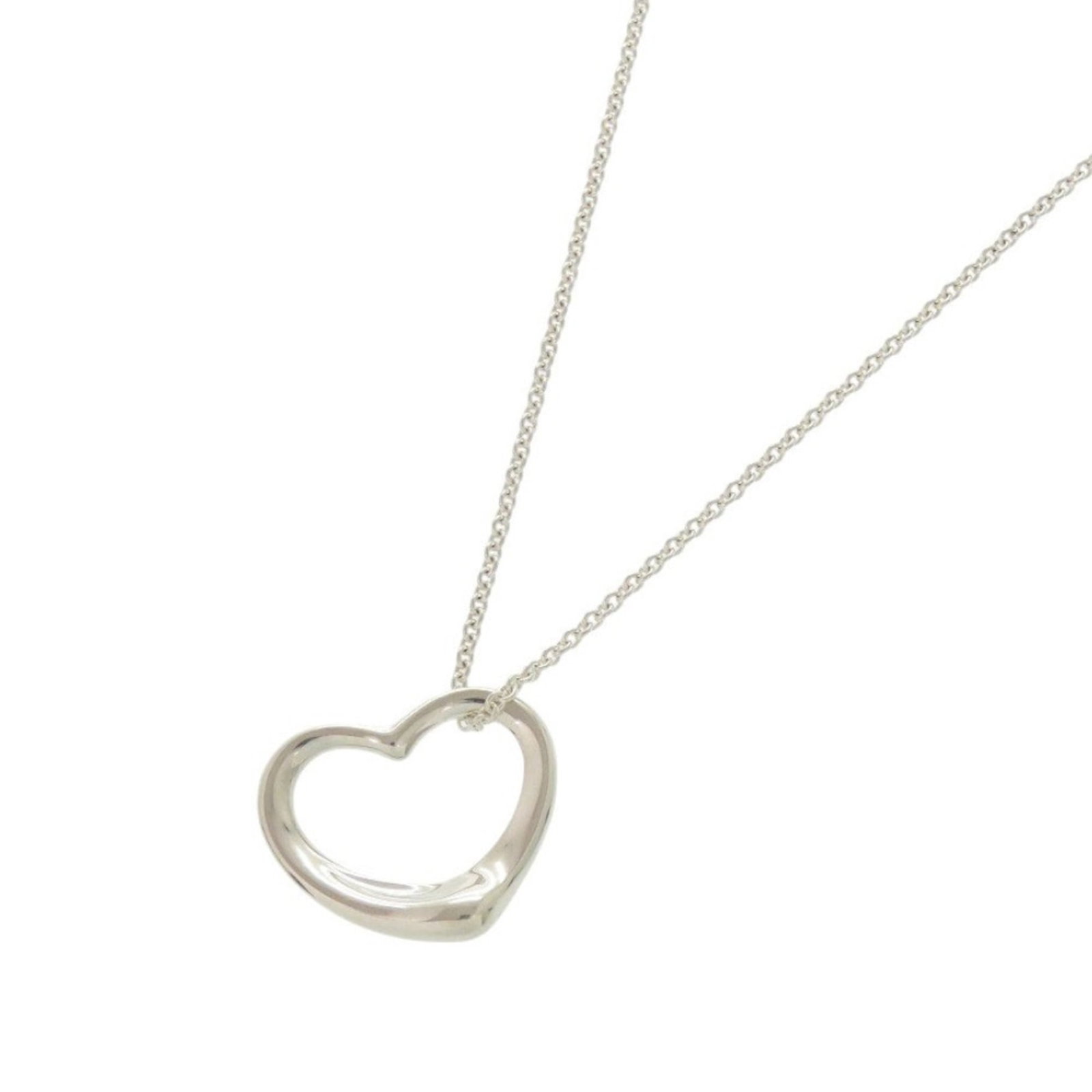 Excellent Condition Tiffany & Co. Open Heart Elsa Peretti Necklace Sterling Silver 925 Item Number: Excellent Condition Tiffany & Co. Open Heart Elsa Peretti Necklace Sterling Silver 925 Item Number Tiffany & Co.'s iconic Open Heart Elsa Peretti necklace boasts sterling silver construction, making