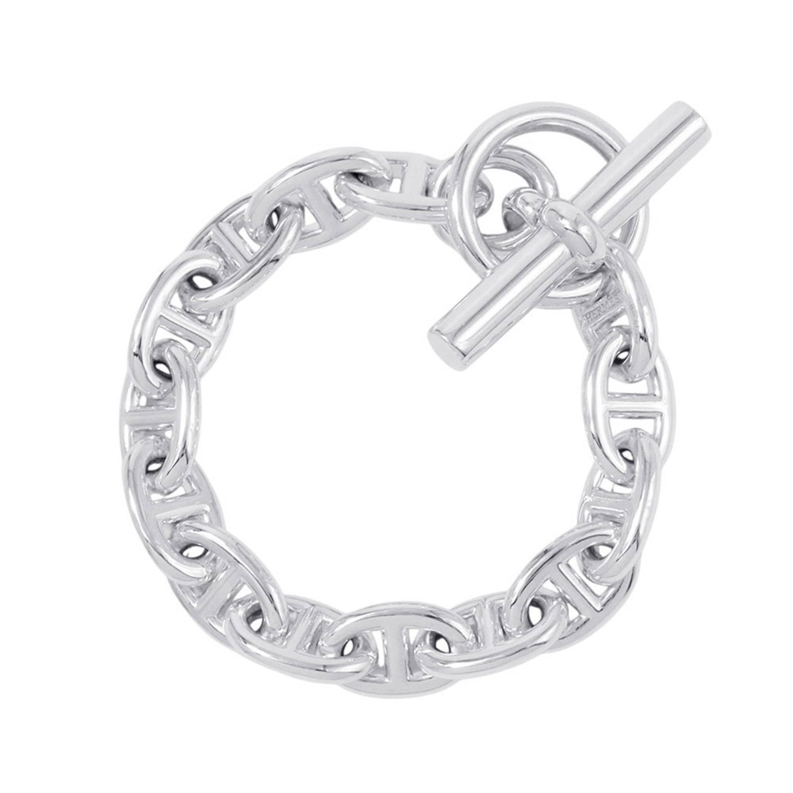 Silver Charm Bracelet 925 by Hermes: Silver Charm Bracelet 925 by Hermes Silver Charm Bracelet 925 by Hermes, a delicate and elegant accessory in mint condition, boasts a sterling silver construction with intricate charm details. Measuri