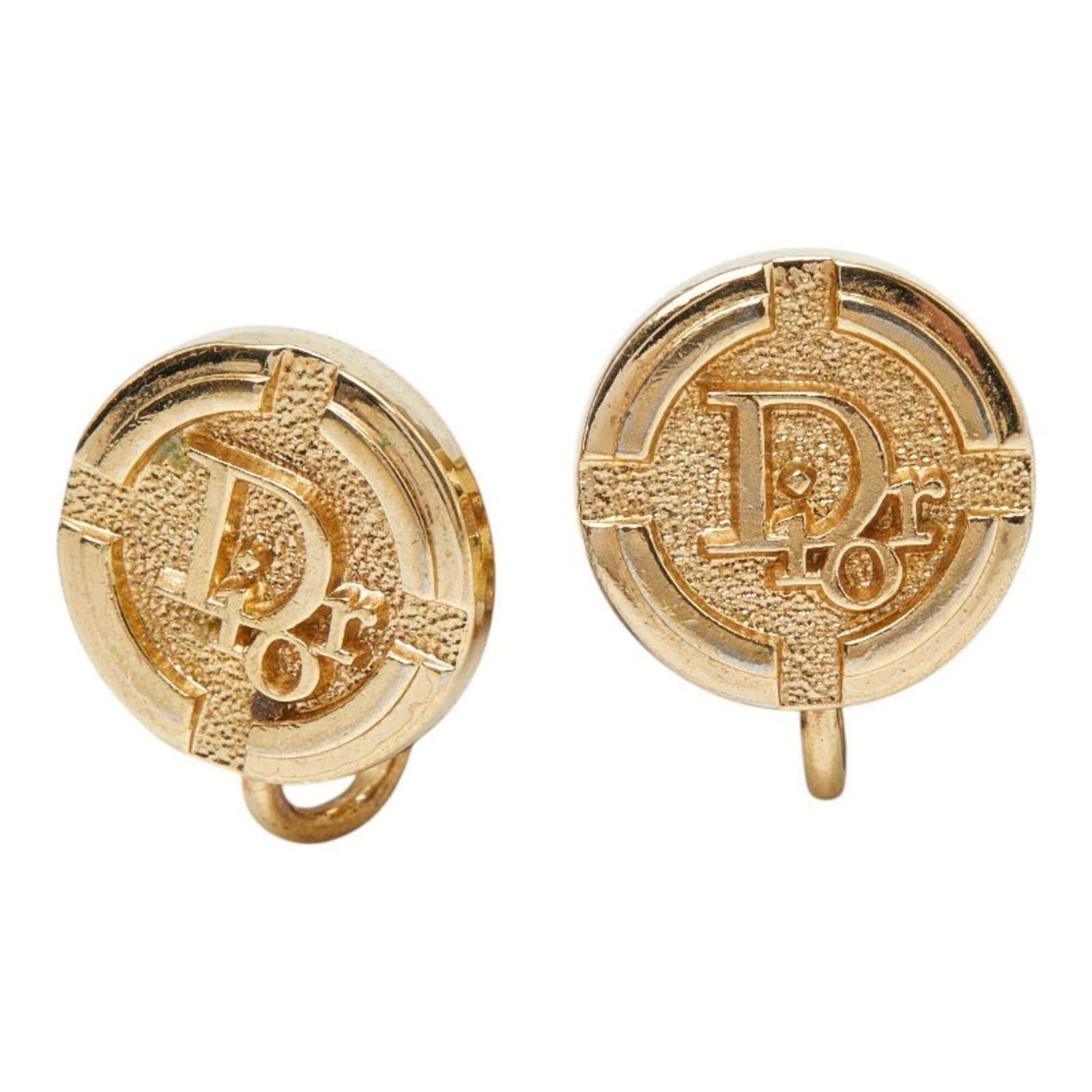 Christian Dior Clip Earrings Gold Plating: Christian Dior Clip Earrings Gold Plating Gold-plated clip earrings from Christian Dior, bearing traces of usage and minor scratches. Measuring 12.90mm x 12.90mm in size, these small details showcase