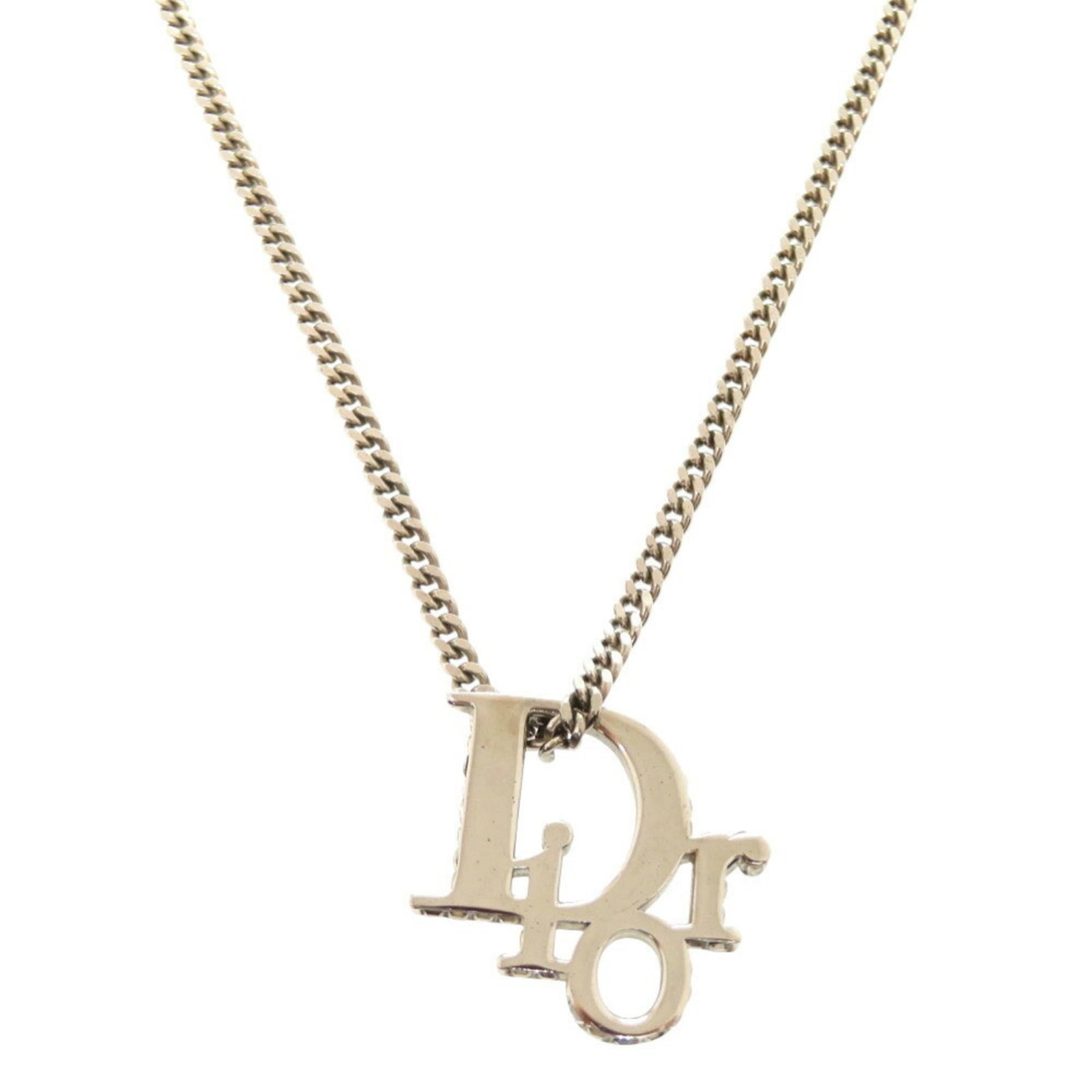 Christian Dior Stone Silver Necklace 0022: Christian Dior Stone Silver Necklace 0022 Item Specifics: Brand: Christian Dior Necklace Type: Necklace Gender: Women Material: Metal Color: Silver Neck Circumference: 56 cm / 22.04'' Condition: Used