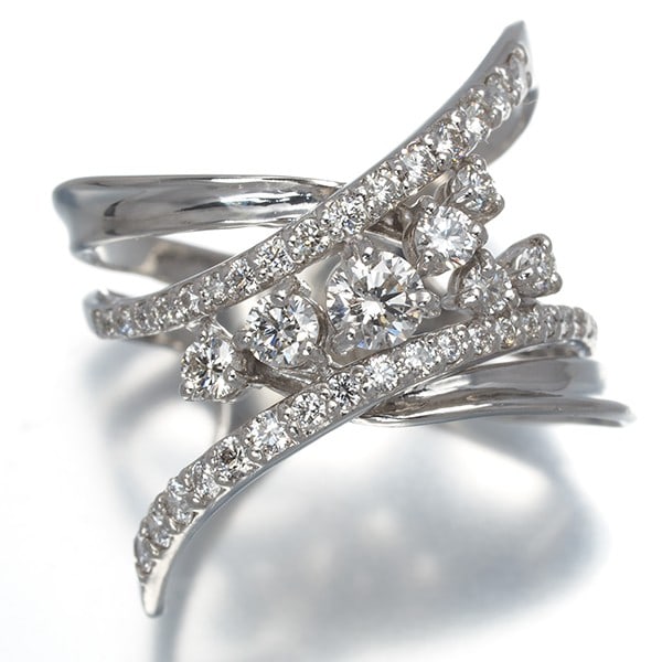 Diamond 0.77Ct Openwork Ring 900 Platinum - 2