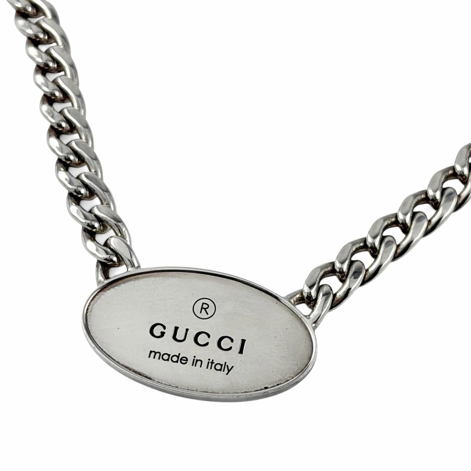 Gucci 797142 Trademark Oval Plate Chain Ag925 Necklace Silver Made In Italy Weight 47.56G Men'S: Gucci 797142 Trademark Oval Plate Chain Ag925 Necklace Silver Made In Italy Weight 47.56G Men'S Silver Gucci Trademark Oval Plate Chain Necklace for Men, Made in Italy. This 50cm silver chain necklace