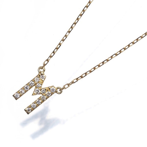 Diamond Necklace Yellow Gold 18k 0.06ct Initial M (1 of 4)