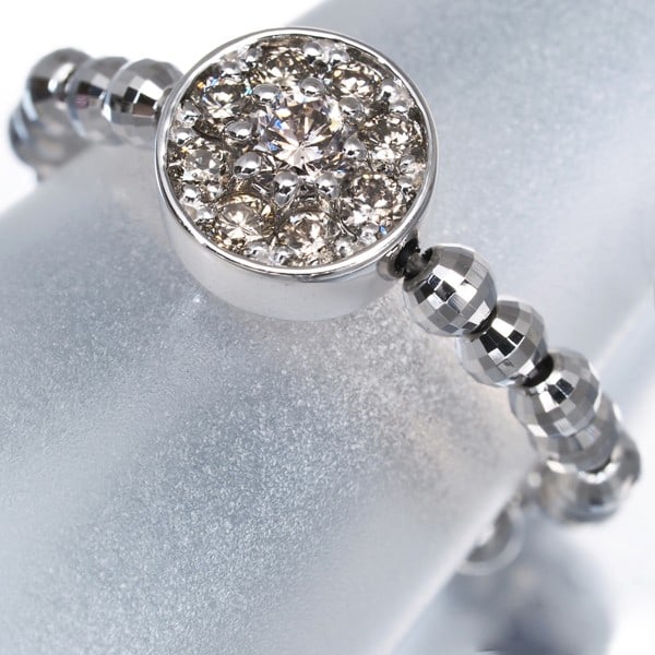 Brown Diamond 0.30Ct Circle One Size Fits All Ring 900 Platinum: Brown Diamond 0.30Ct Circle One Size Fits All Ring 900 Platinum 900 Platinum ring with a natural brown diamond, weighing 0.30 carats, set in a circle design that fits all ring sizes, from US5.75 to 6.