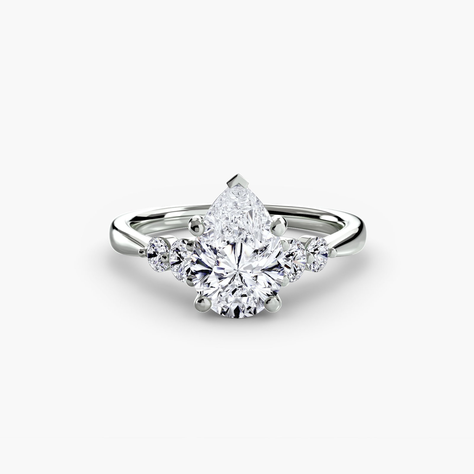 Solitaire Pear 18Kt White Gold Ring Setting - 2