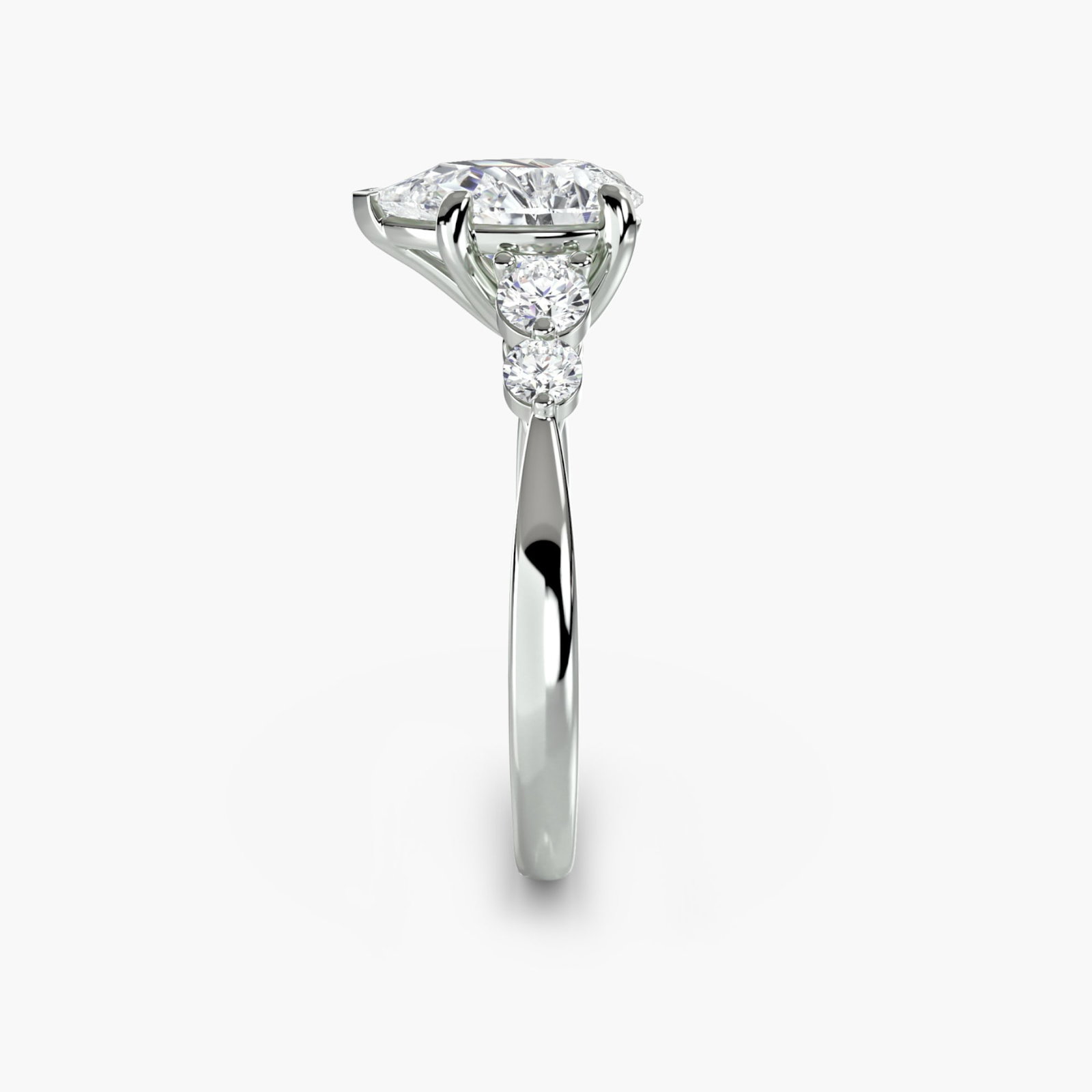 Solitaire Pear 18Kt White Gold Ring Setting - 3