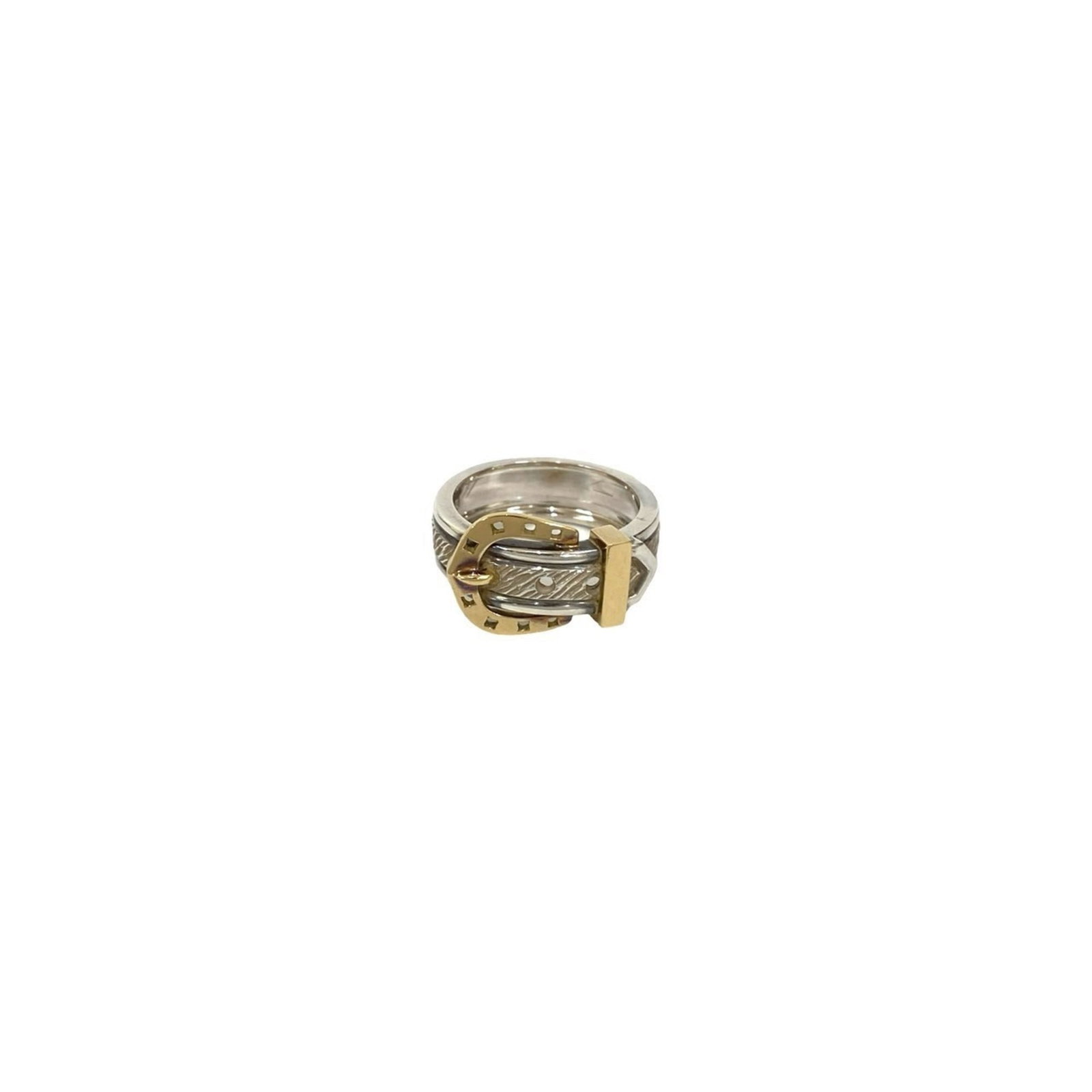 Hermes Band Ring Gold (18K) Silver 925: Hermes Band Ring Gold (18K) Silver 925 Gold (18K) and Silver 925 details make this Hermes Band Ring stand out. The ring bears traces of usage, with scratches and dirt visible, but remains in good cond