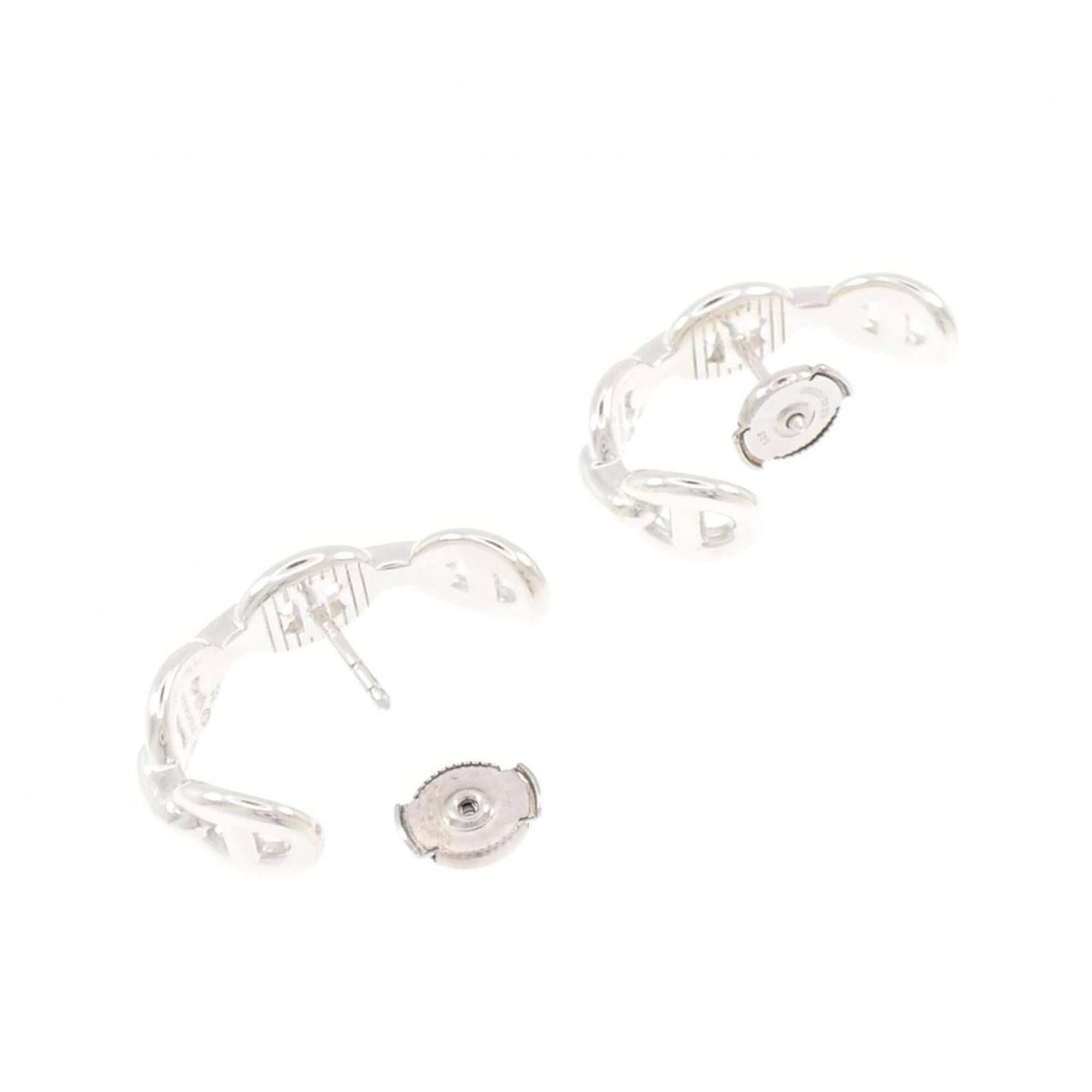 Hermes 925 Silver Earrings Stud - 3