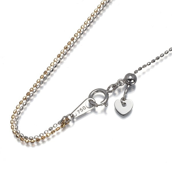 Bicolor 2-strand rose gold chain bead cut necklace 45cm 18k 750: Bicolor 2-strand rose gold chain bead cut necklace 45cm 18k 750 Multi-tone rose gold metal, featuring a unique bicolor design, adorns this elegant 45cm necklace. The chain bead cut style adds a touch 