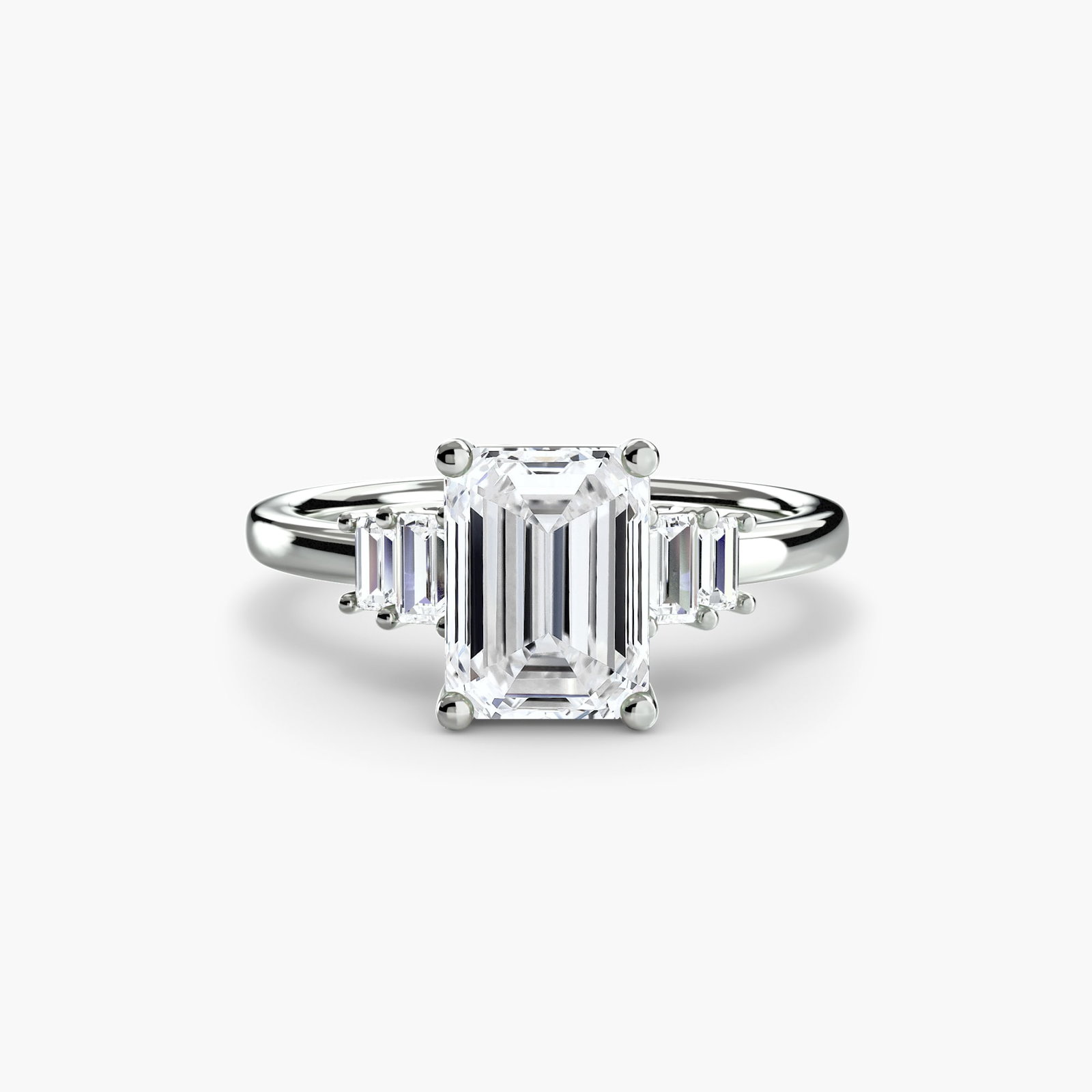 Solitaire Emerald 18Kt White Gold Ring Setting - 2