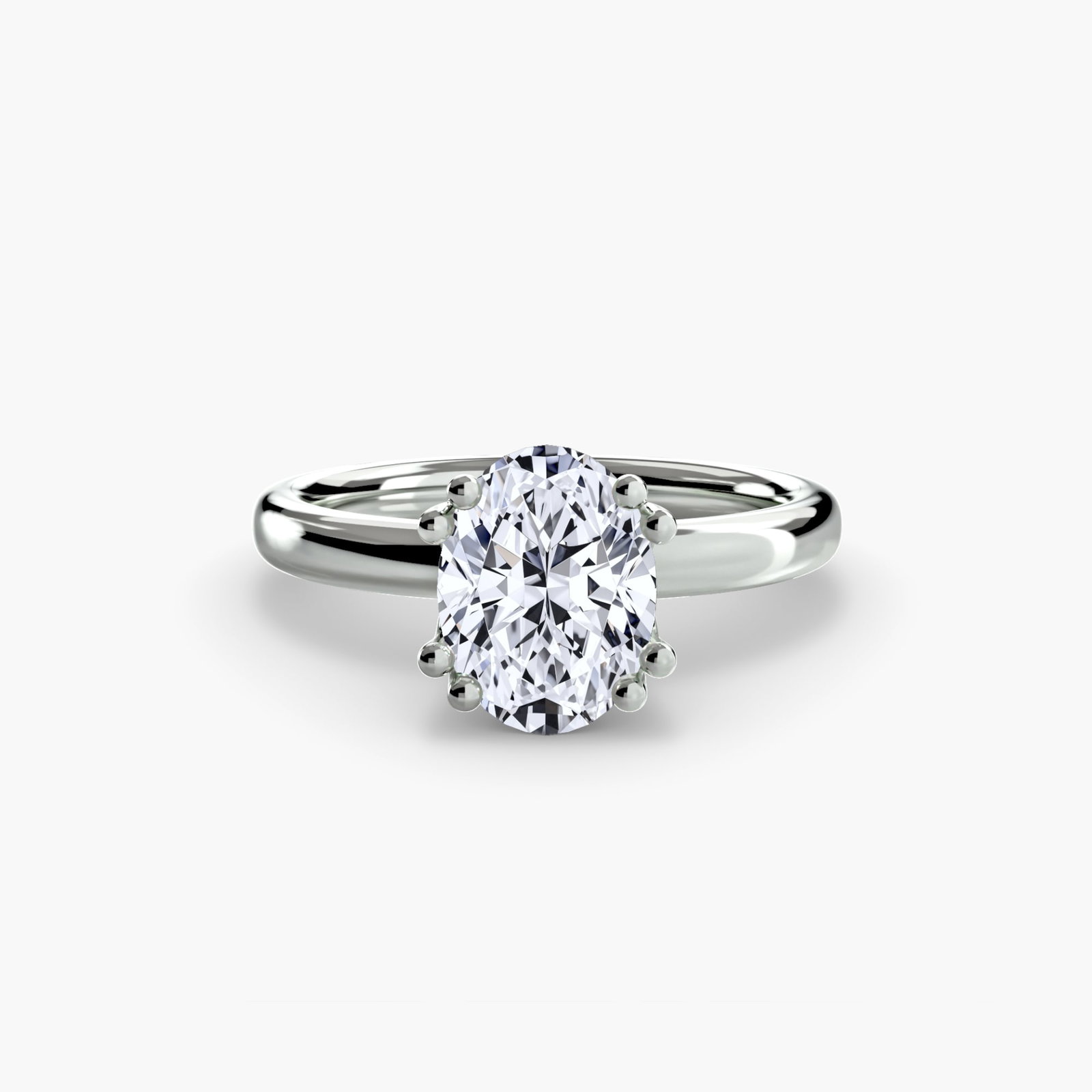 Solitaire Oval 14Kt White Gold Ring Setting - 2