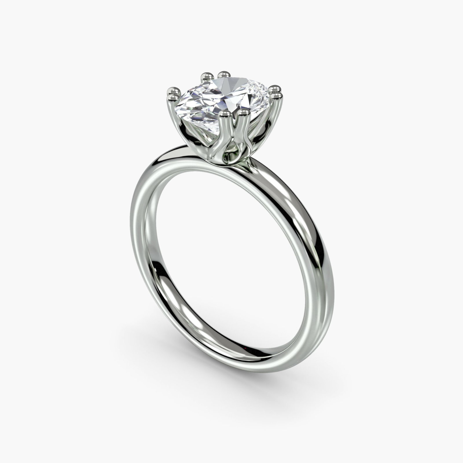 Solitaire Oval 14Kt White Gold Ring Setting - 5