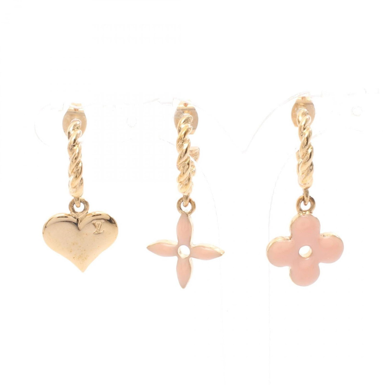 Louis Vuitton Stud Earrings Gold Plating: Louis Vuitton Stud Earrings Gold Plating Stud earrings with gold plating in blue, pink, and gold tones. The earrings measure 35mm x 15mm and are made from a durable gold-plated material. They bear a s