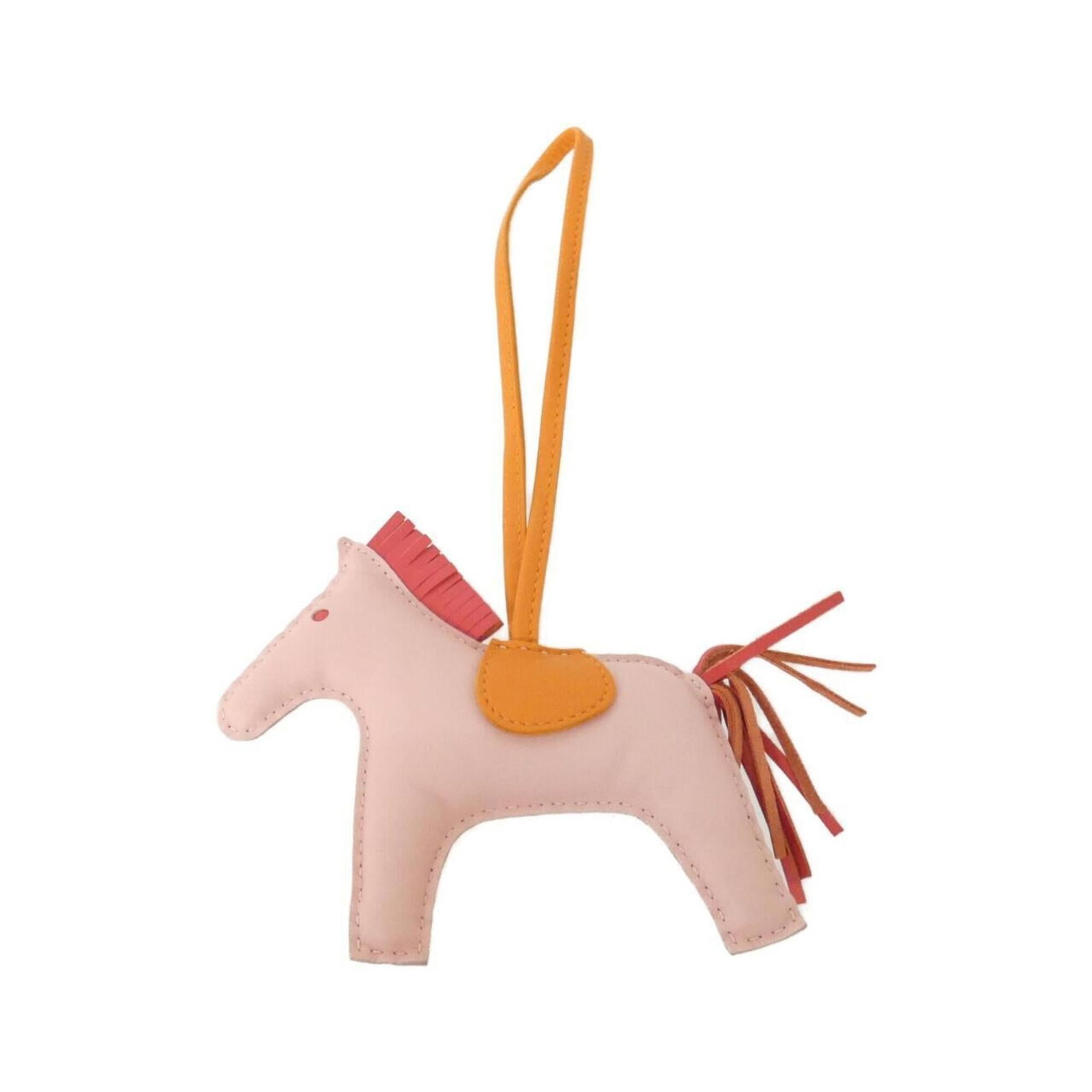 Hermes Handbag Charm Agneau Milo: Hermes Handbag Charm Agneau Milo Agneau Milo, a vibrant and eclectic charm from the renowned House of Hermes, adds a pop of color to any handbag. This Bougainvillier, Orange, Rose Sakura design boasts