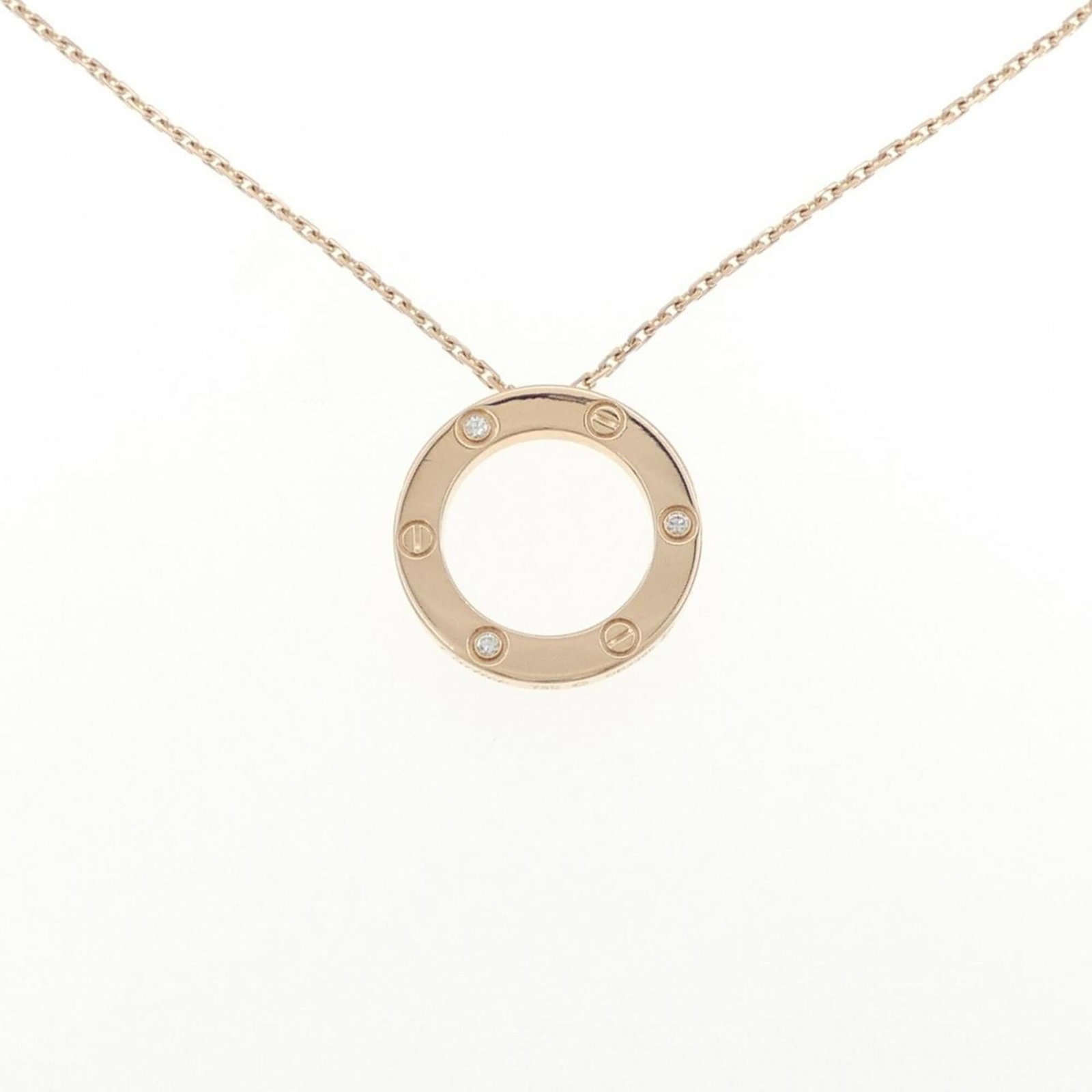 Cartier Love Necklace With Half Diamonds: Cartier Love Necklace With Half Diamonds Cartier Love Necklace With Half Diamonds. This pink gold (18K) necklace features a diamond pendant and has a 42 cm / 16.53'' neck circumference, with a pendant