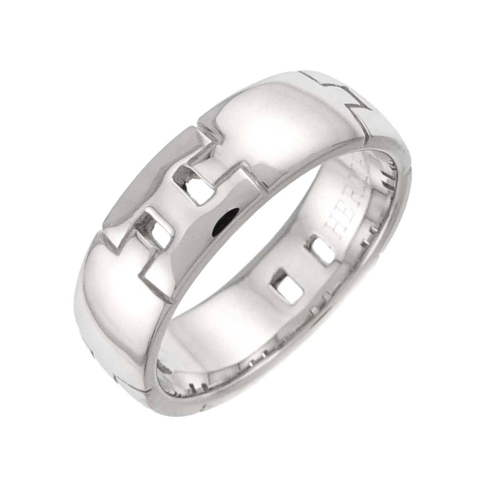Hermes Band Ring White Gold (18K): Hermes Band Ring White Gold (18K) This 18K white gold band ring from Hermes features a sleek design, showcasing the brand's signature style. Made with high-quality white gold, it boasts a classic