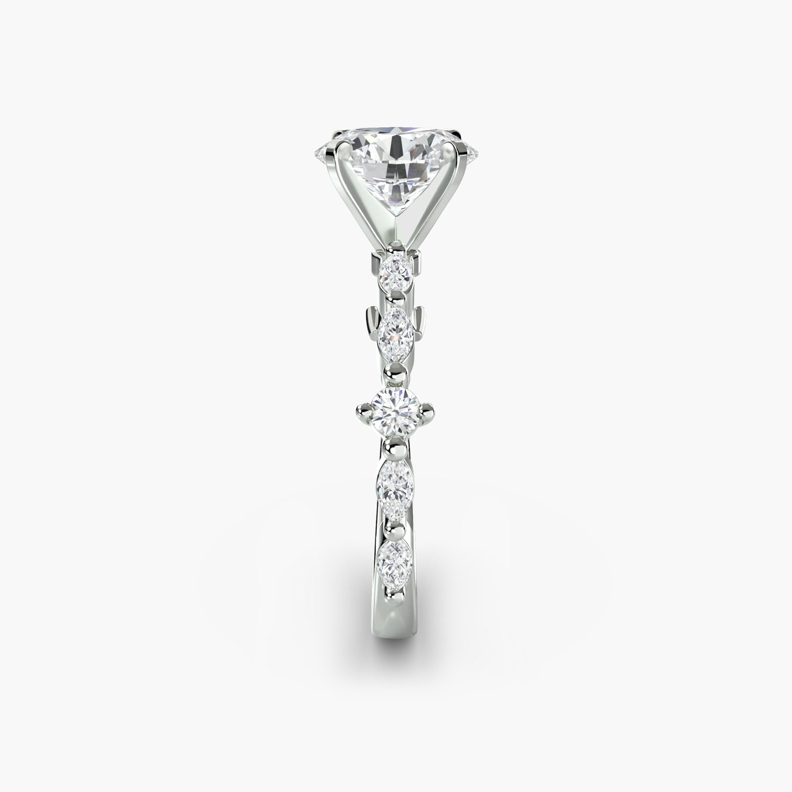 Pave Oval 950 Platinum Ring Setting - 3