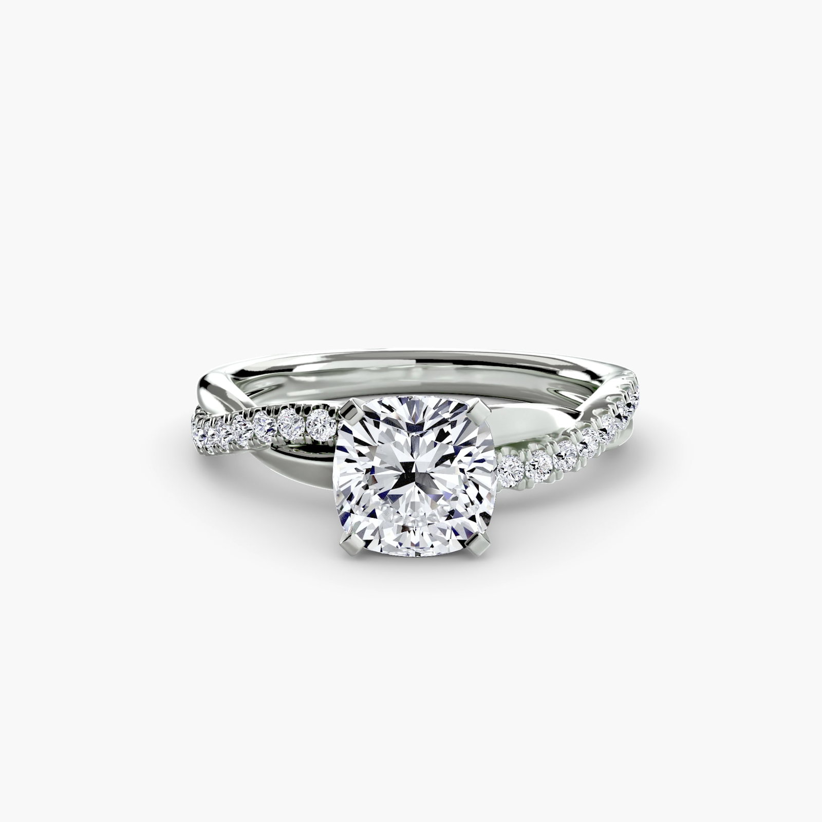 Pave Cushion 950 Platinum Ring Setting - 2