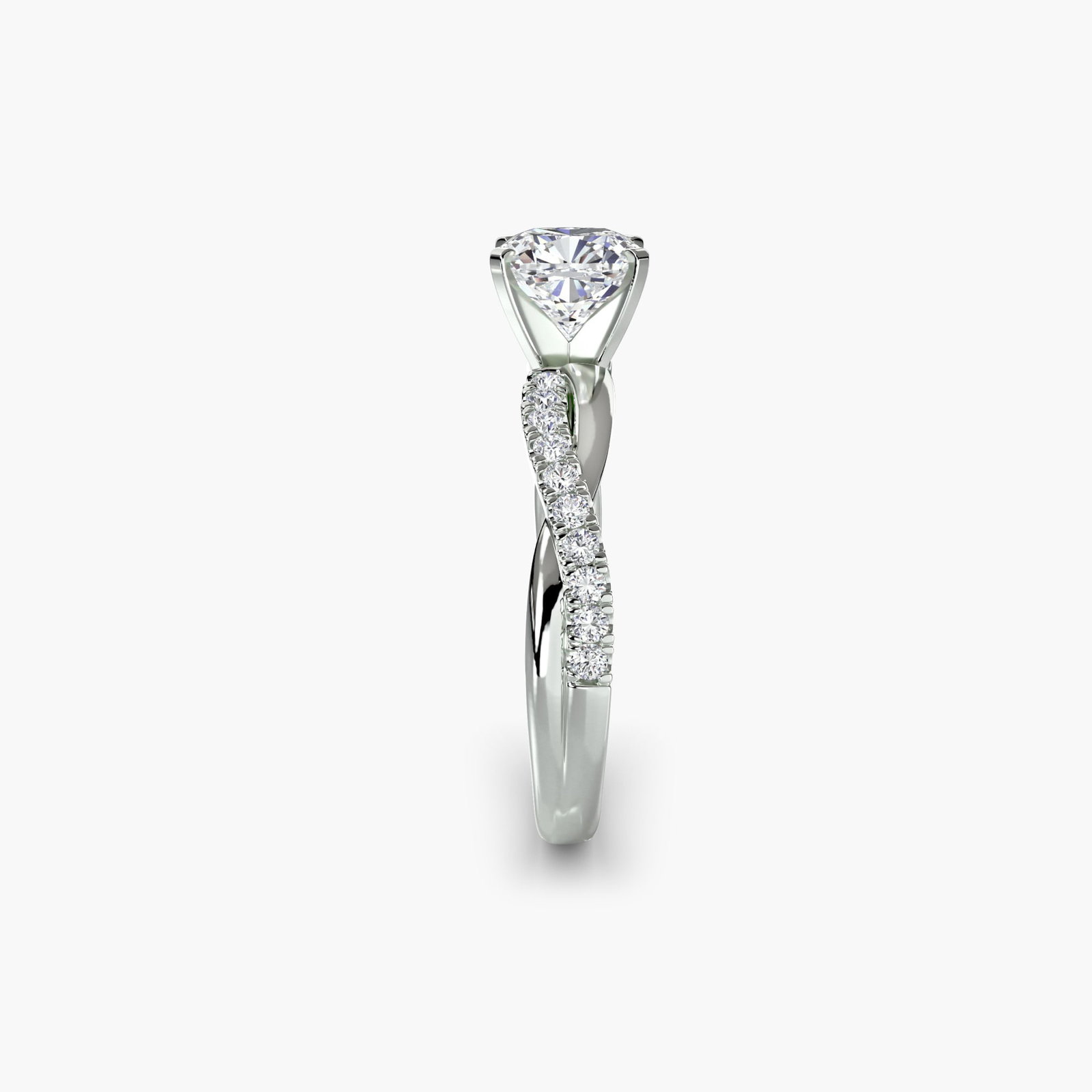 Pave Cushion 950 Platinum Ring Setting - 3