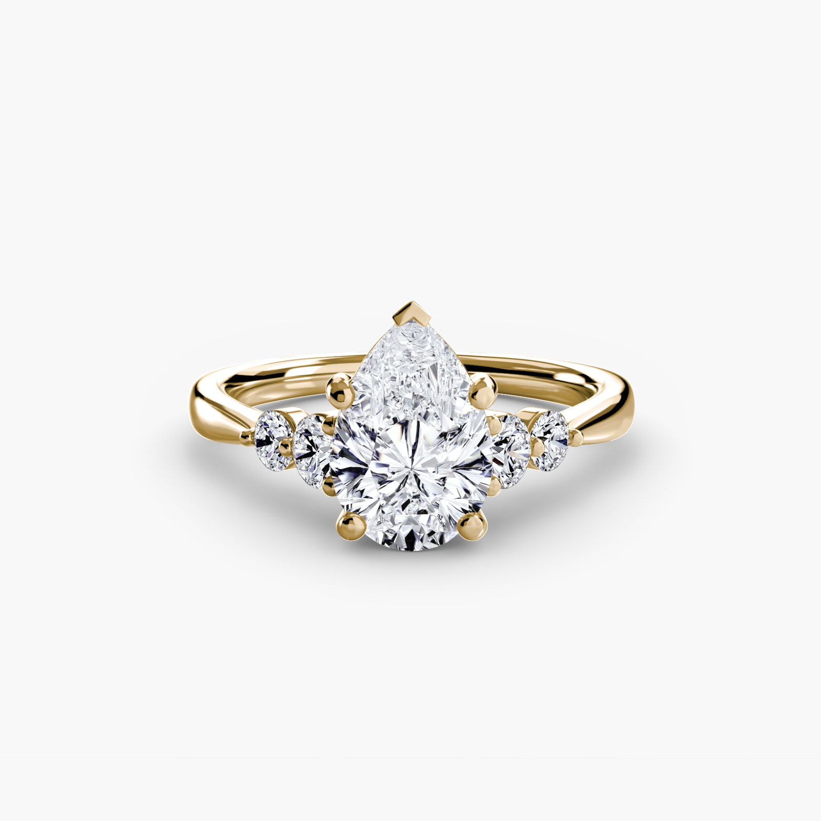 Solitaire Pear 14Kt Yellow Gold Ring Setting - 2