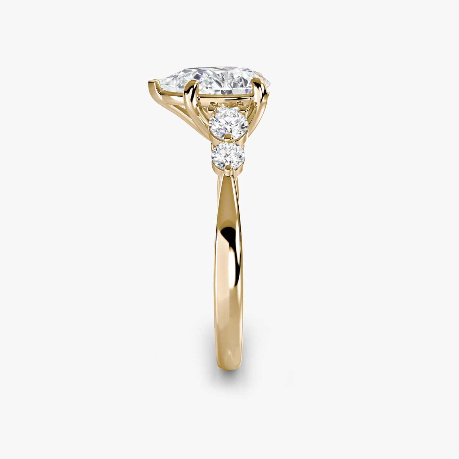Solitaire Pear 14Kt Yellow Gold Ring Setting - 3