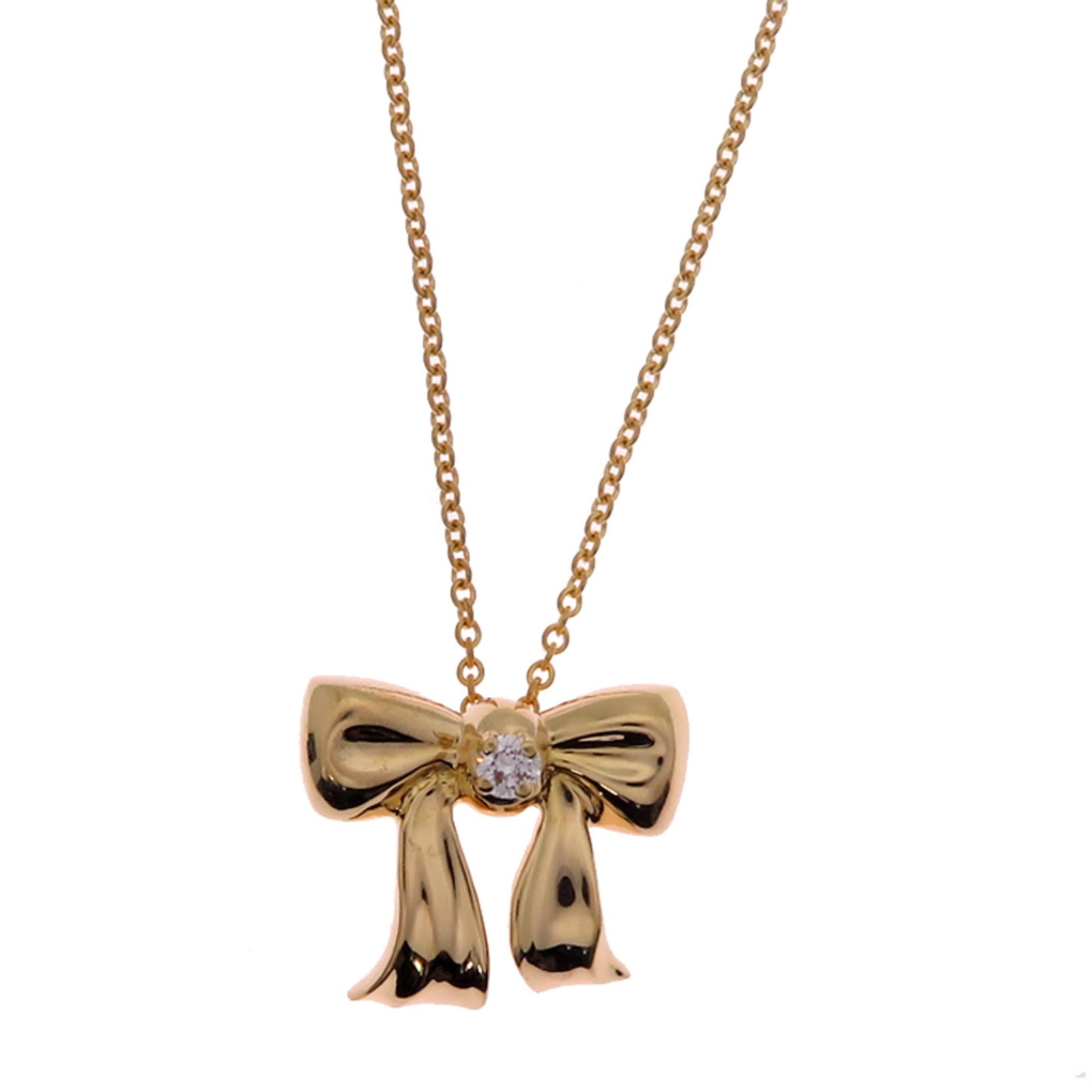 Yellow Gold Ribbon Tiffany Necklace Women's in 750 (1 of 8)