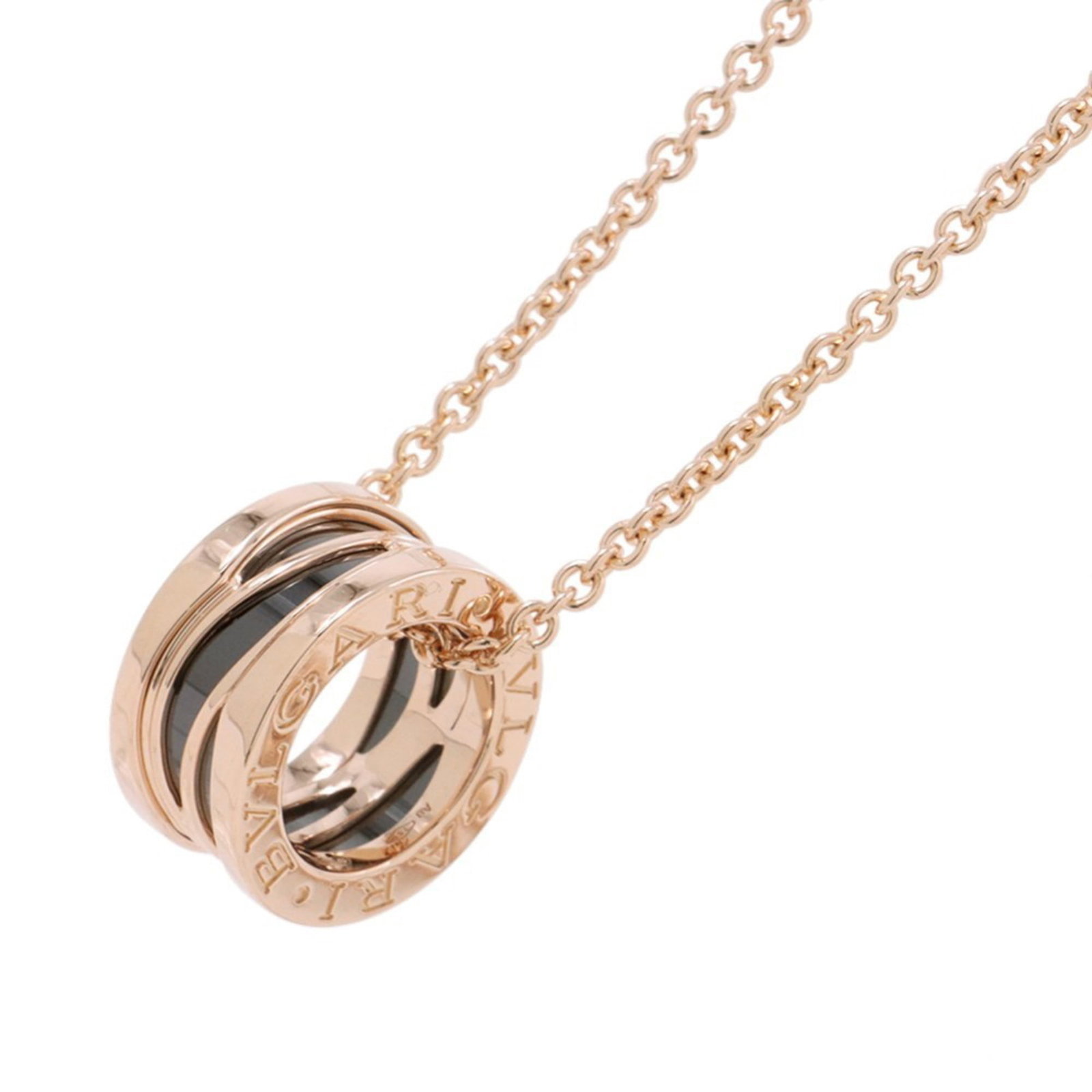 Bvlgari B-Zero1 Legend Necklace In 18K Pink Gold And Black Ceramic (356118): Bvlgari B-Zero1 Legend Necklace In 18K Pink Gold And Black Ceramic (356118) Bvlgari's B-Zero1 Legend Necklace shines in 18K pink gold and striking black ceramic, offering a modern touch to any outfit.