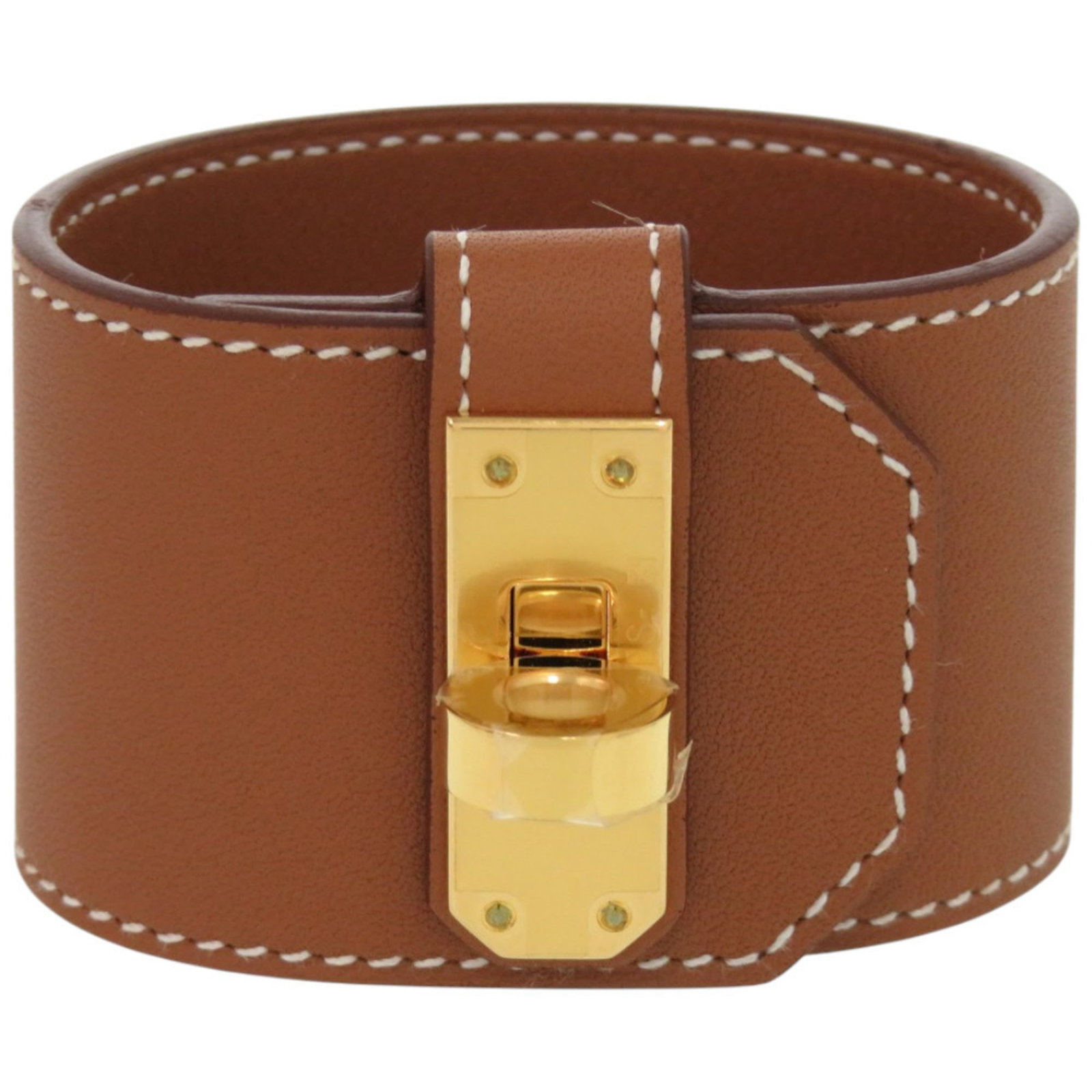 Swift leather bangle Hermes: Swift leather bangle Hermes Swift leather bangle from Hermes, featuring gold color and swift leather material. This T2 size bangle measures 14.5cm - 15.5cm in length and 4cm in width, making it a styl