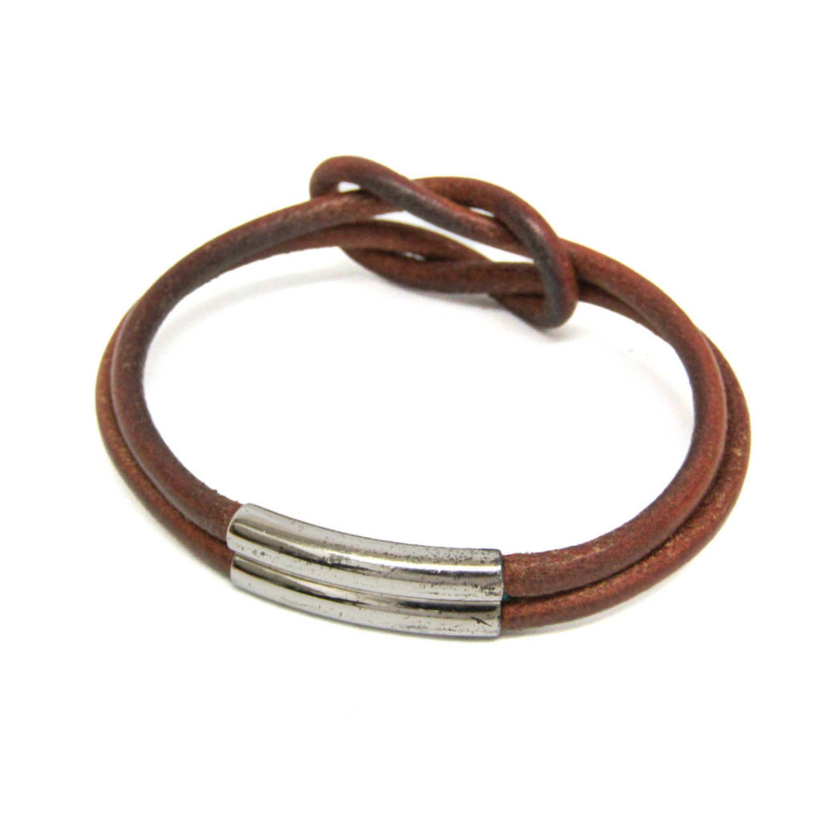 Metal leather bangle Hermes - 2