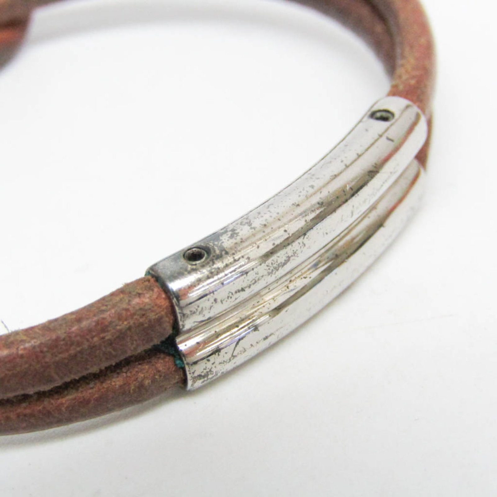 Metal leather bangle Hermes - 4