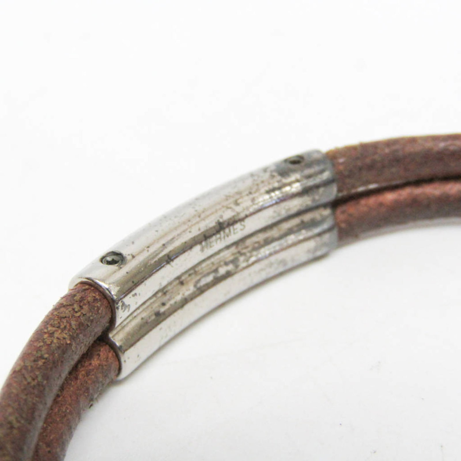 Metal leather bangle Hermes - 5
