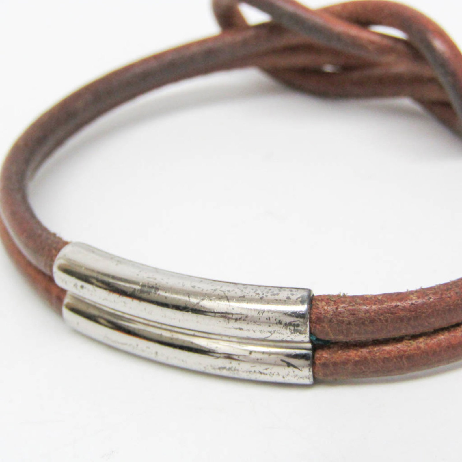 Metal leather bangle Hermes - 6