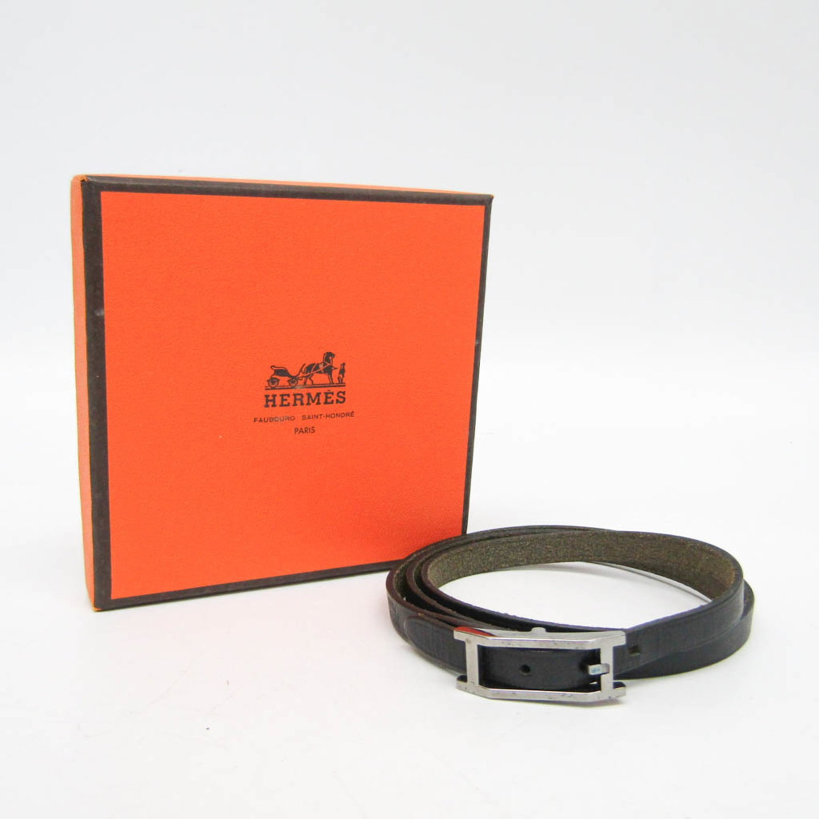Metal leather bangle Hermes - 2