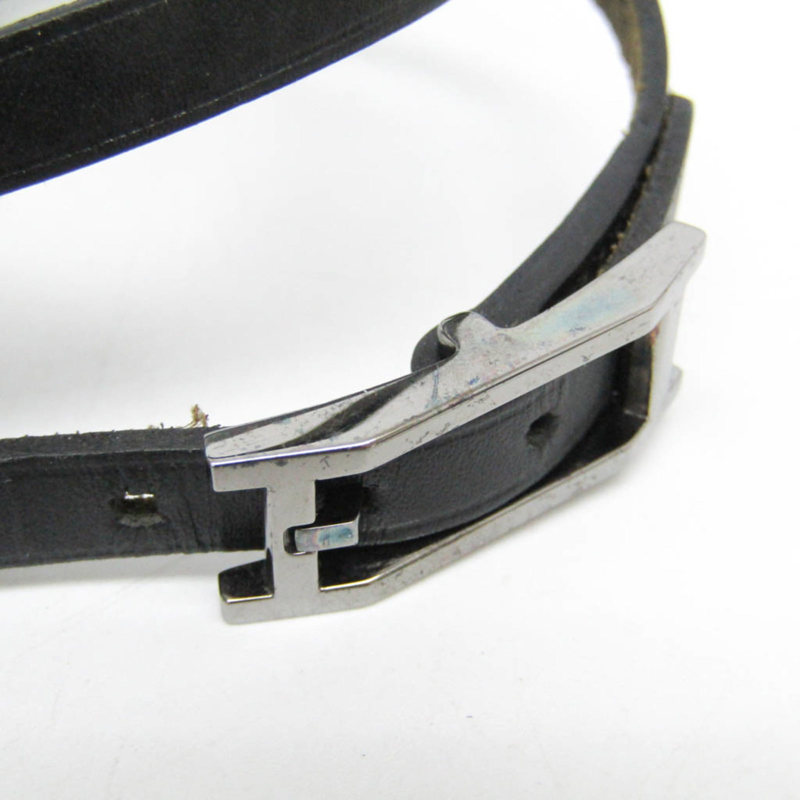 Metal leather bangle Hermes - 3