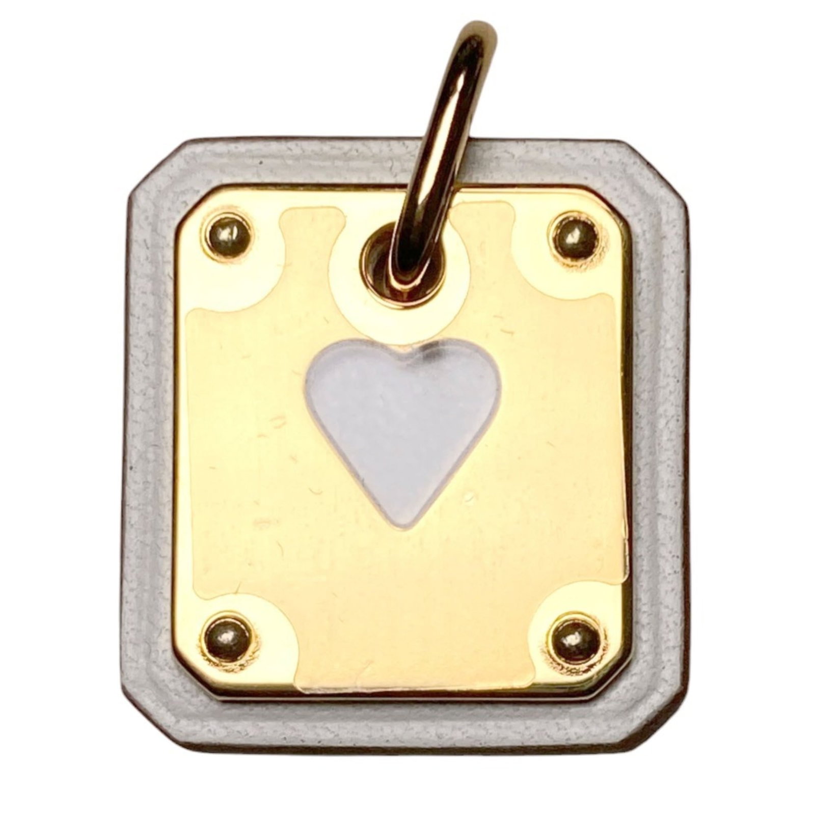 White Gold Women's Leather Pendant Top Hermes Heart Motif PM De Coeur: White Gold Women's Leather Pendant Top Hermes Heart Motif PM De Coeur White Gold Women's Leather Pendant Top Hermes Heart Motif PM De Coeur - A striking white gold pendant featuring the iconic Hermes 