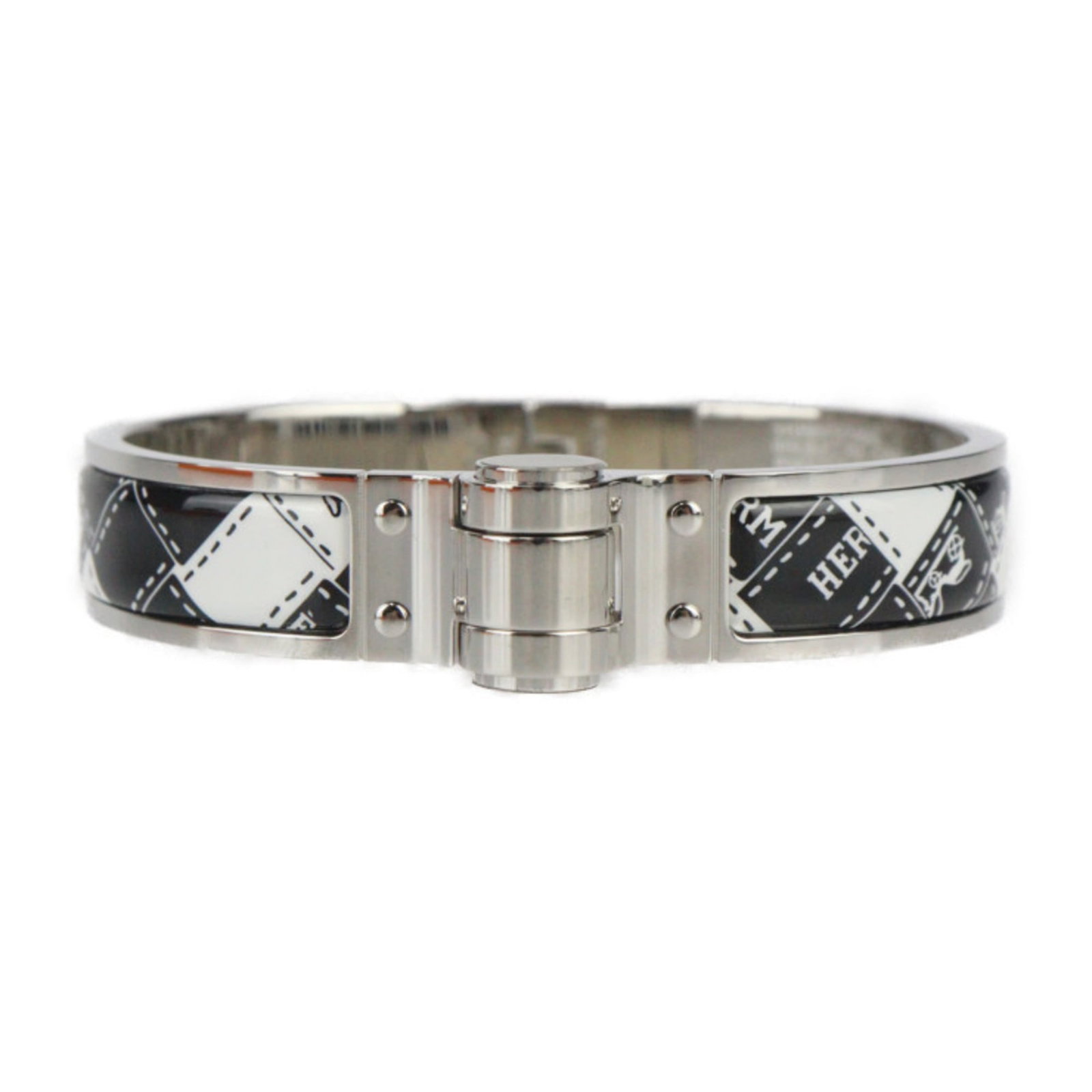 Charm Bracelet by Hermes: Charm Bracelet by Hermes Black, Silver, and White Charm Bracelet by Hermes, 16cm / 6.29'' in length, features a sleek design with a width of 1.2cm / 0.47''. The bracelet is made from high-quality