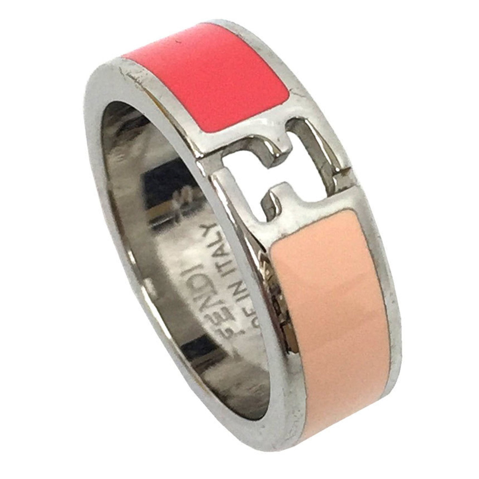 Fendi ring band brass: Fendi ring band brass Brass band ring from Fendi, available in pink and silver. This used (very good) ring features some scratches / dirt but remains in excellent condition. A few traces of usage can 