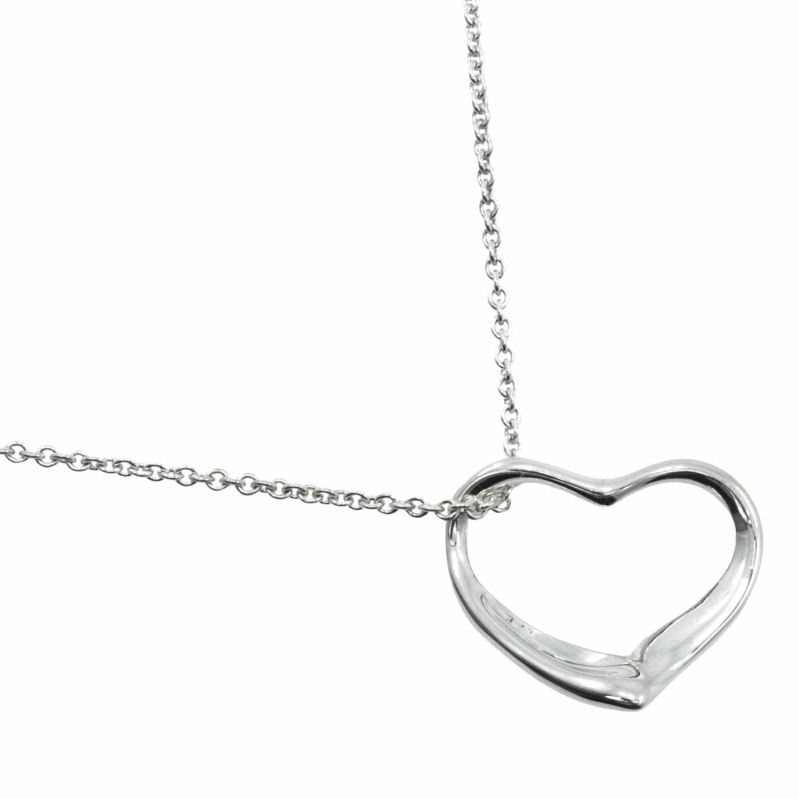 Tiffany & Co. Elsa Peretti Heart Necklace 925 Sterling Silver Approx. 4.8G Open Heart Women'S: Tiffany & Co. Elsa Peretti Heart Necklace 925 Sterling Silver Approx. 4.8G Open Heart Women'S Tiffany & Co. Elsa Peretti Heart Necklace in sterling silver, featuring an open heart design with a