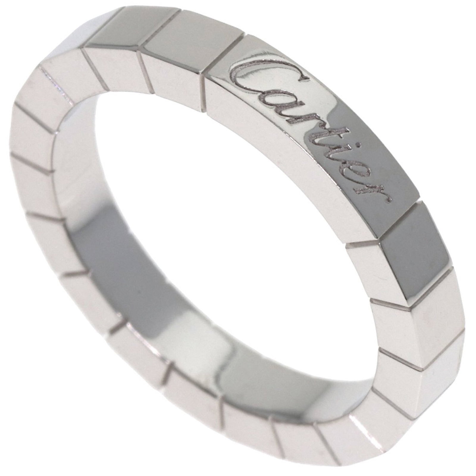 White Gold Cartier Band Ring 18K: White Gold Cartier Band Ring 18K 18K White Gold Cartier Band Ring for Women, Us Size 6. A few traces of usage are visible, with some minor scratches and dirt present, but overall in very good conditio