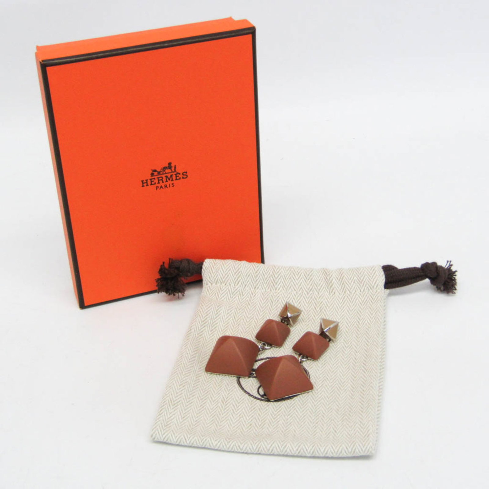 Metal Leather Stud Earrings Hermes - 2