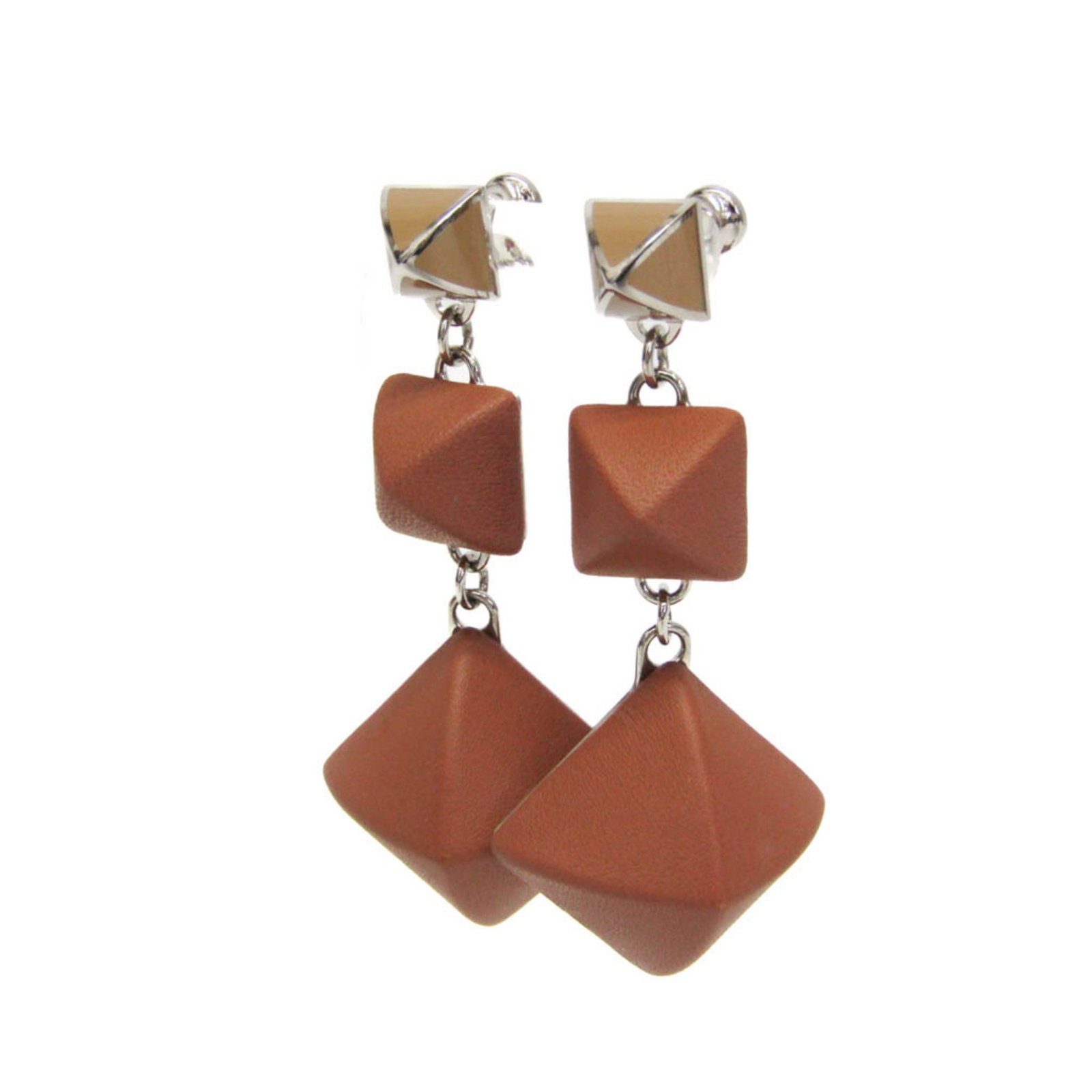 Metal Leather Stud Earrings Hermes - 3