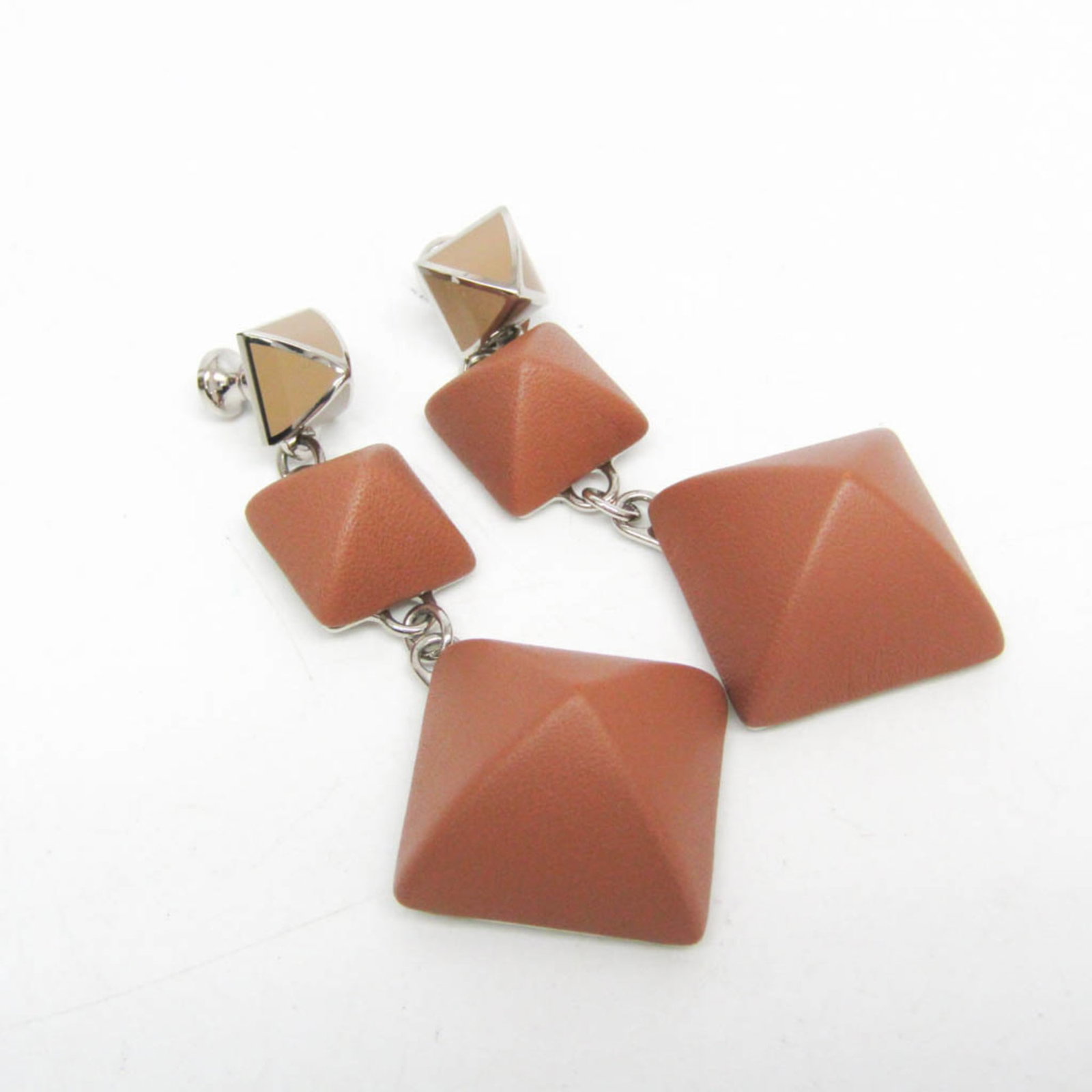 Metal Leather Stud Earrings Hermes - 5