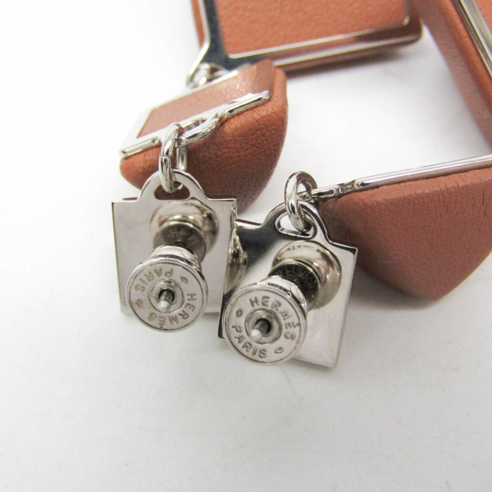 Metal Leather Stud Earrings Hermes - 6