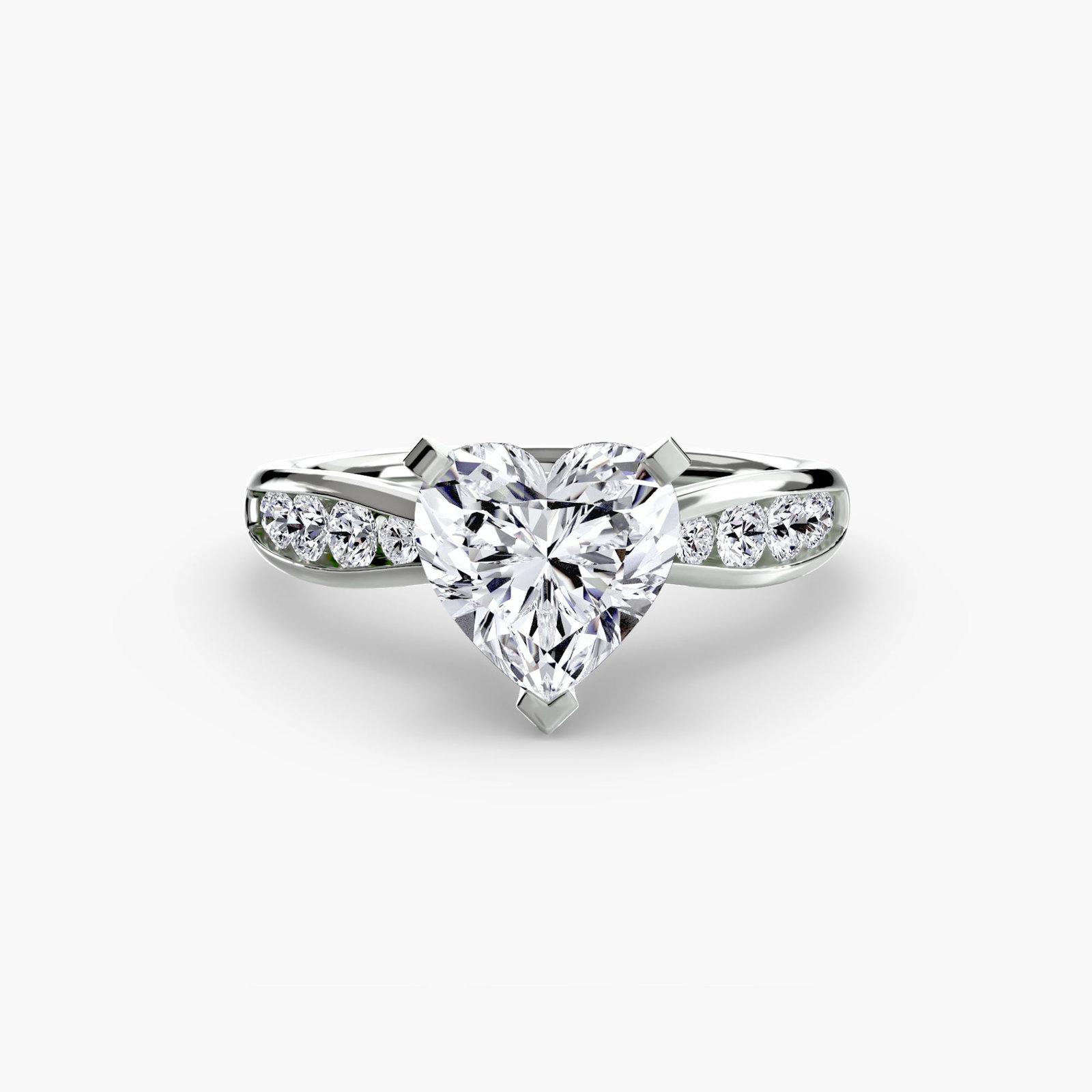 Pave Heart 950 Platinum Ring Setting - 2