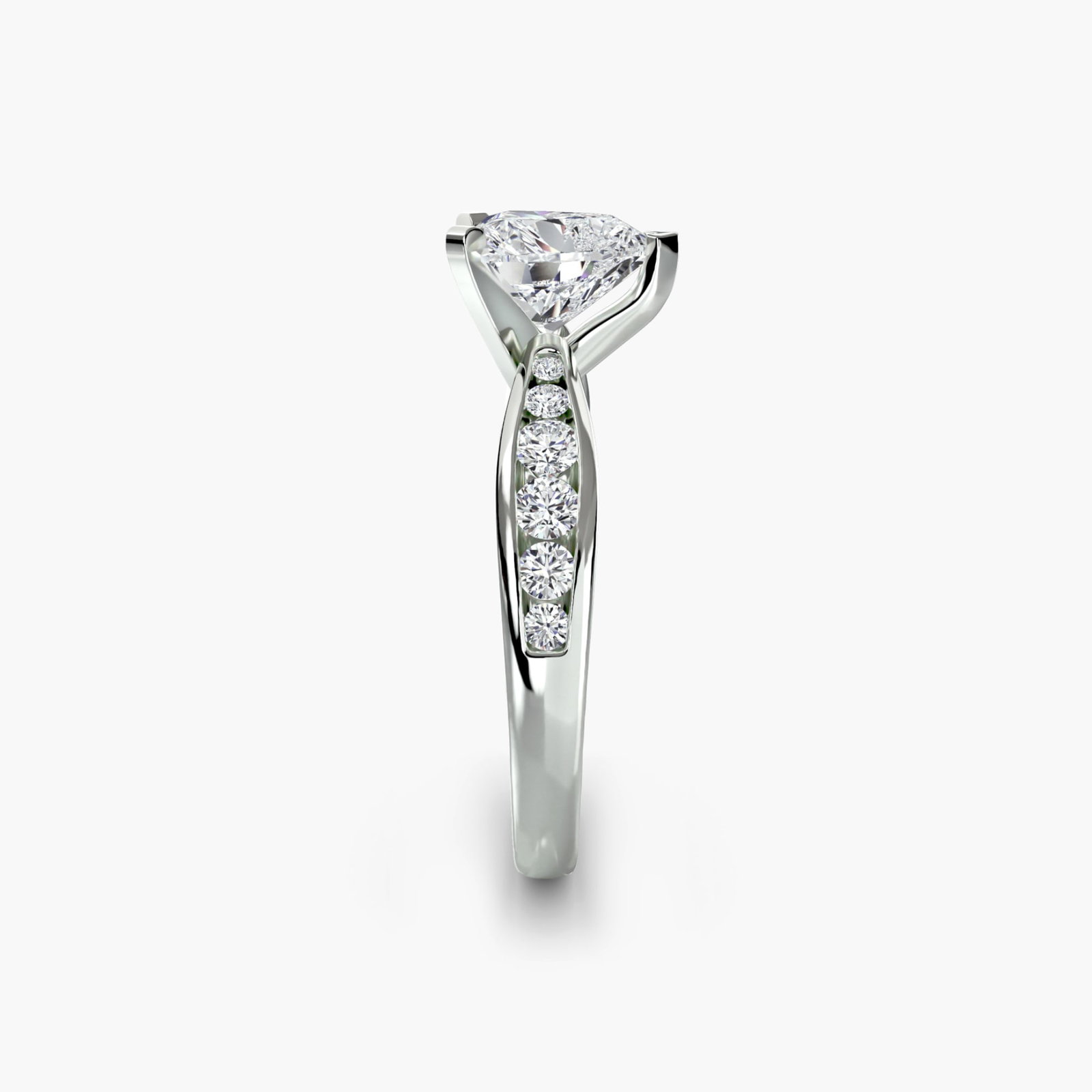 Pave Heart 950 Platinum Ring Setting - 3