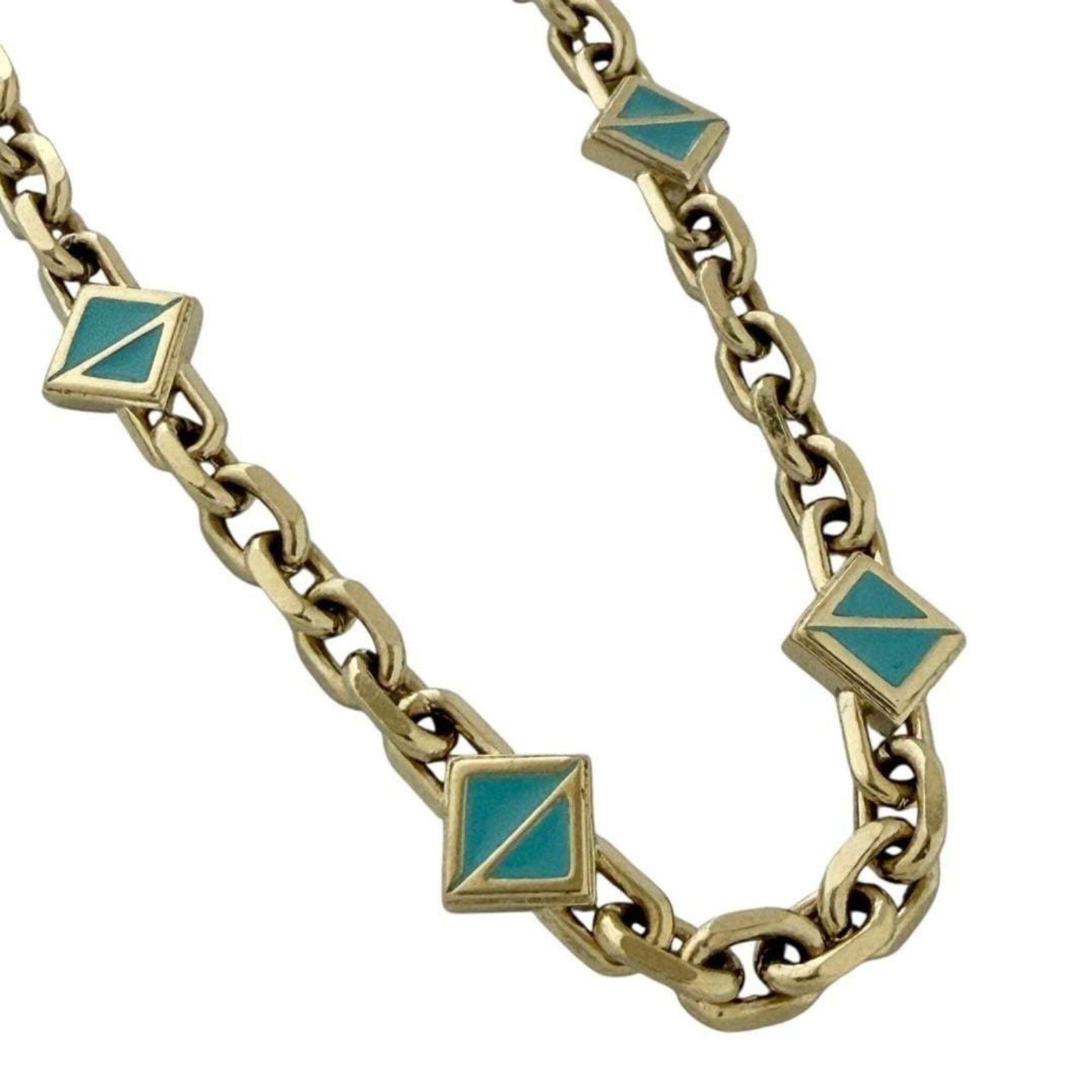 Men's chain necklace diamond turquoise blue by Christian Dior: Men's chain necklace diamond turquoise blue by Christian Dior Chain necklace with diamond, turquoise, and blue stones by Christian Dior. This men's and women's necklace features metal construction