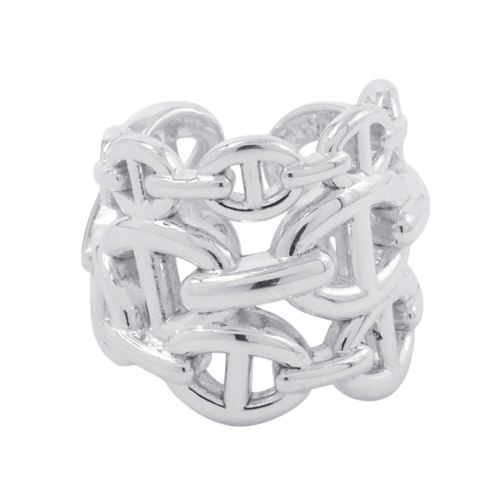 Ring Hermes Silver Band 925: Ring Hermes Silver Band 925 Silver band ring from Hermes, made from high-quality silver (925), with a sleek and sophisticated design. This pre-owned item has hardly any signs of wear, making it a grea